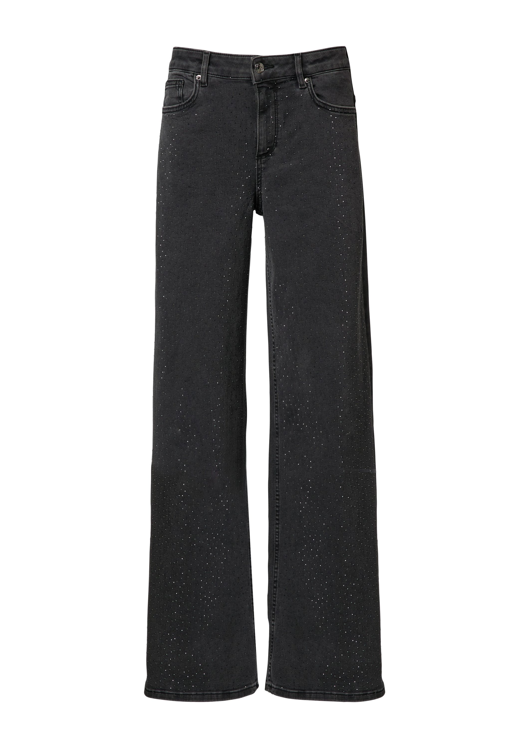 comma Bootcut-Jeans Jeans-Hose Jeans mit Schmuckstein-Besatz günstig online kaufen