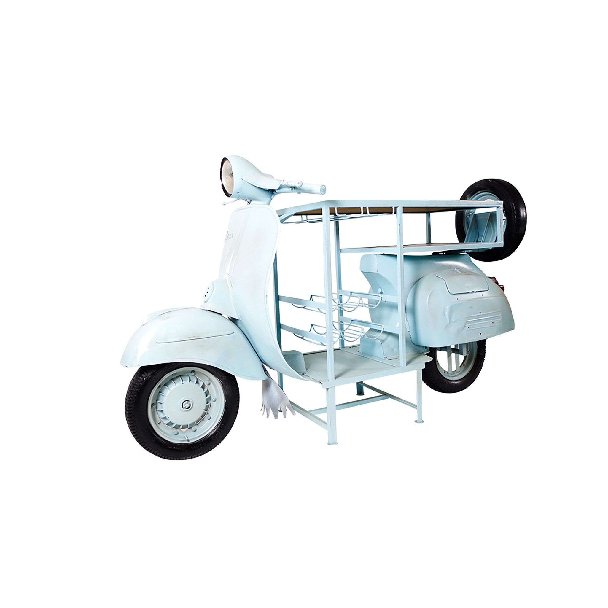 Kobolo Regal Weinregal Bar Regal SCOOTER blau - Vintage Look Anrichte Schrank