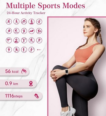 Betatree Smartwatch Damen, Fitnessuhr mit Telefonfunktion, Benachrichtigung Smartwatch (1,6 Zoll, Android iOS), Aktivitäts Tracker mit 19 Sportmodi Herzfrequenz SpO2 Schlafmonitor