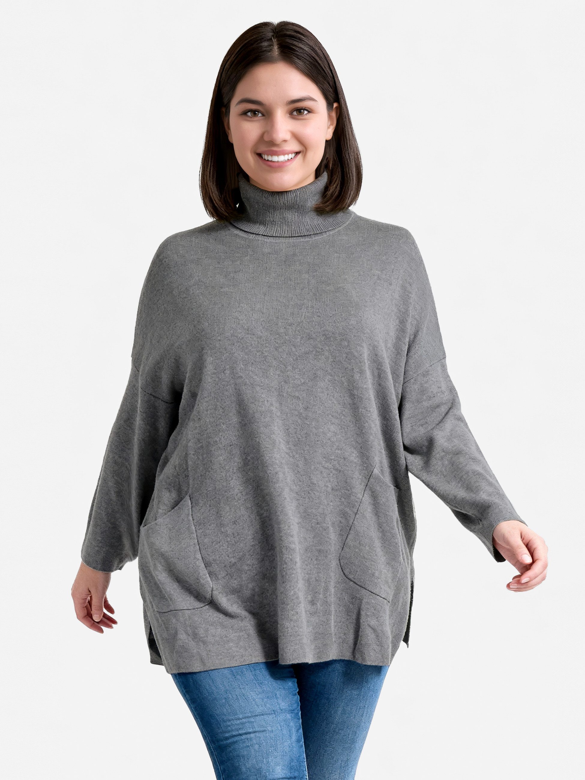 Longpullover Stricktunika mit Rollkragen