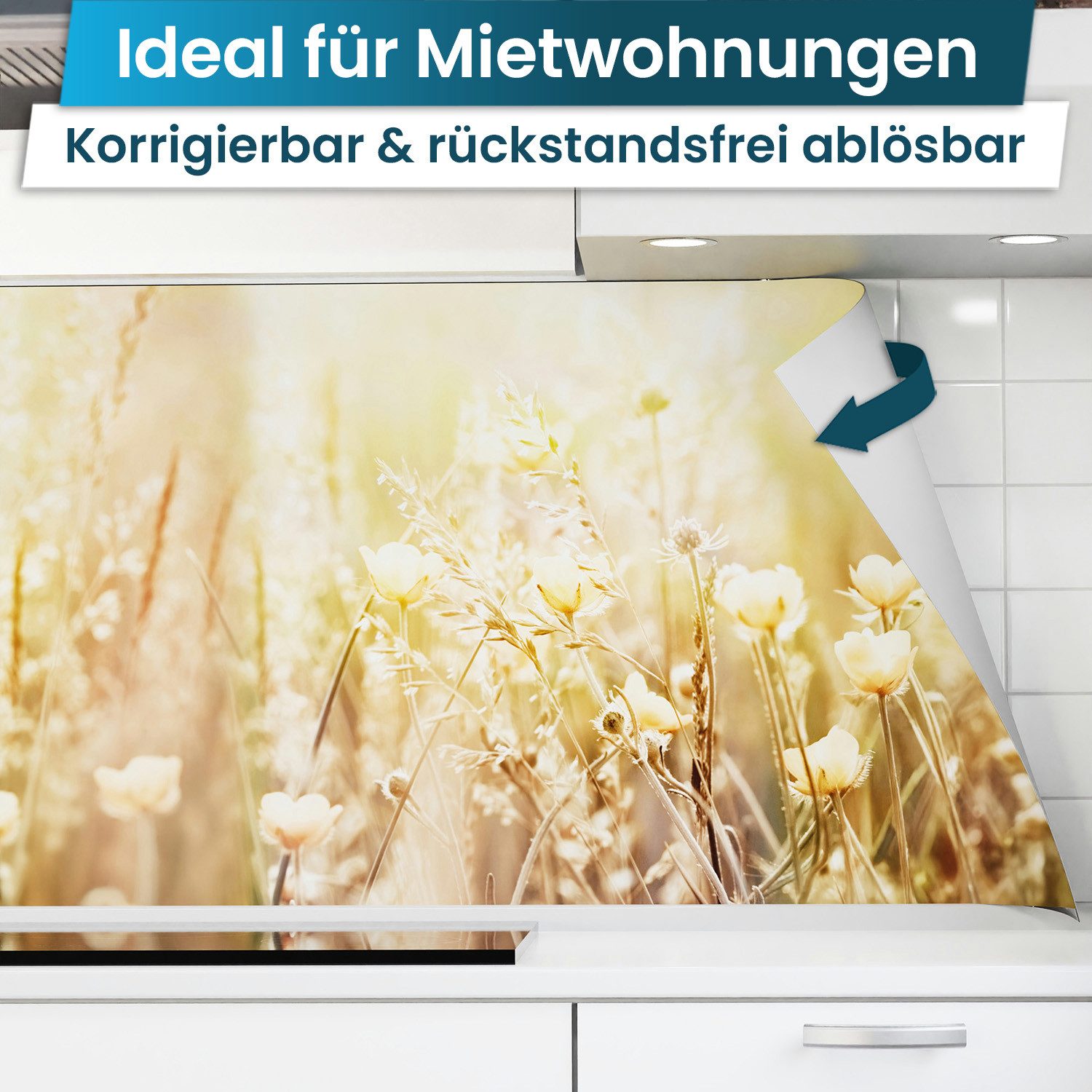danario Küchenrückwand Folie selbstklebend - Matt - Spritzschutz Küche - versteift & robust – Bild 3 von 5