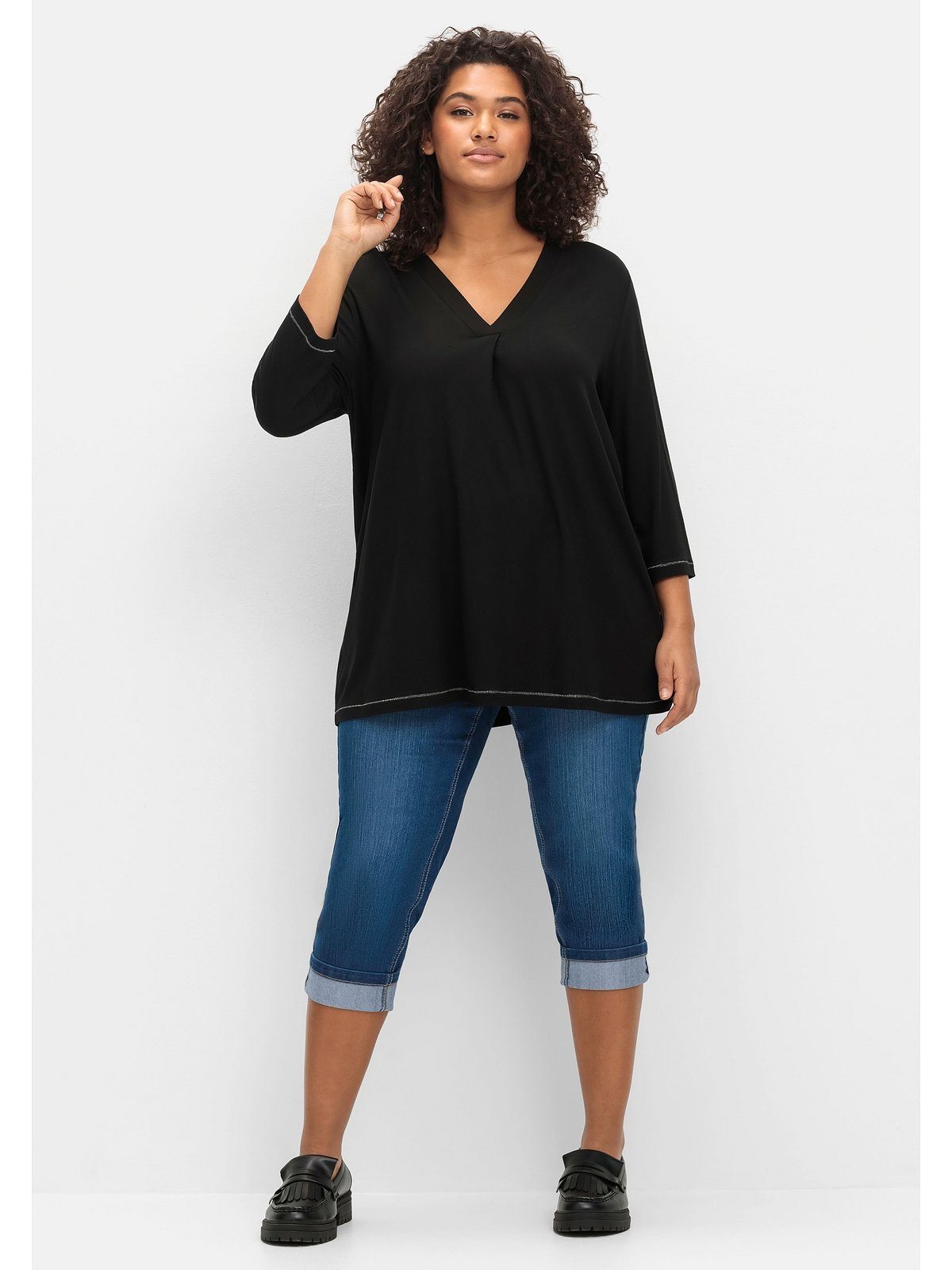 Sheego Stretch-Jeans Große Größen mit Kontrasttape innen am Saum