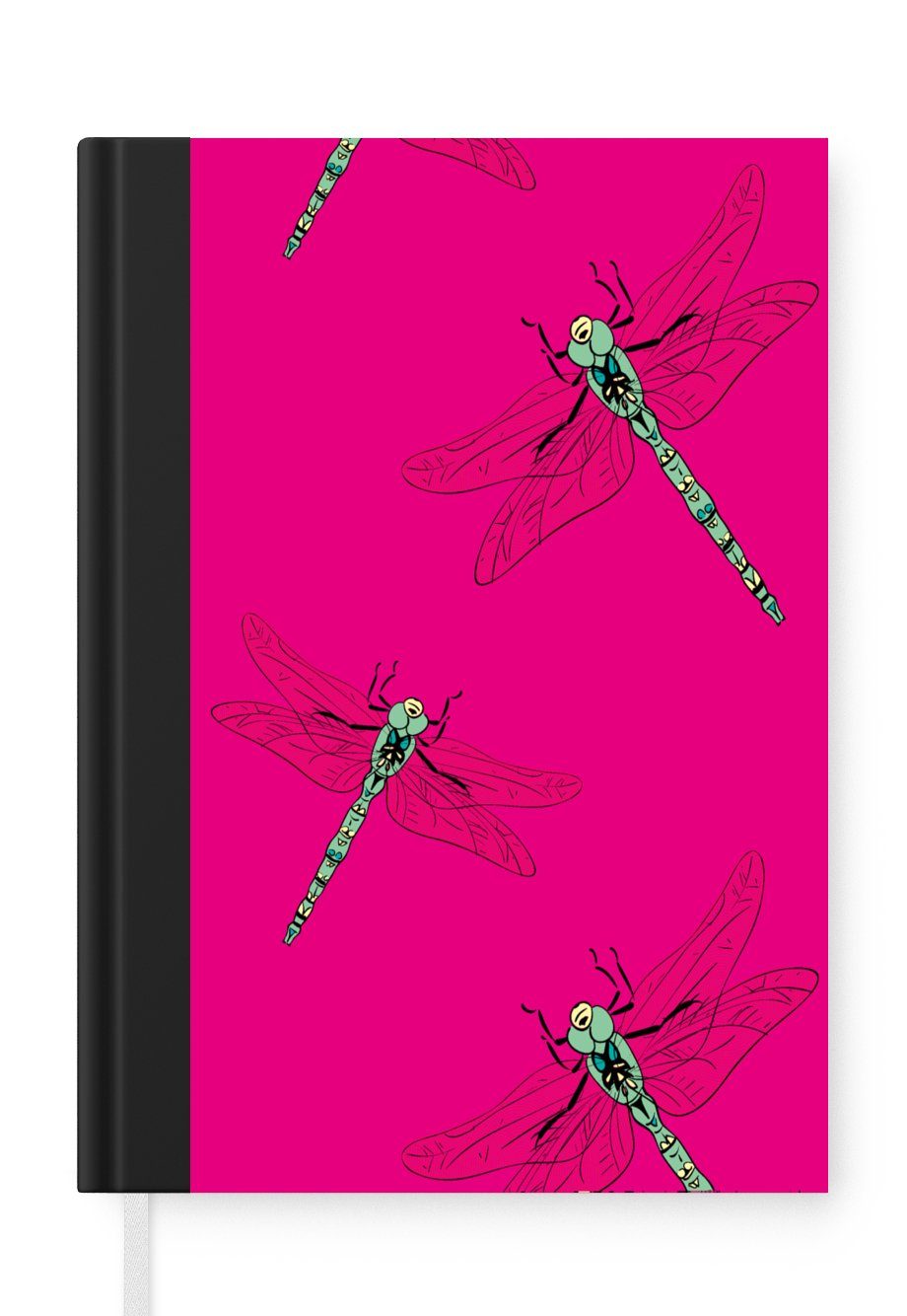 MuchoWow Notizbuch Mädchen - Libelle - Insekten - Muster - Mädchen - Kinder - Kinder -, Journal, Merkzettel, Tagebuch, Notizheft, A5, 98 Seiten, Haushaltsbuch