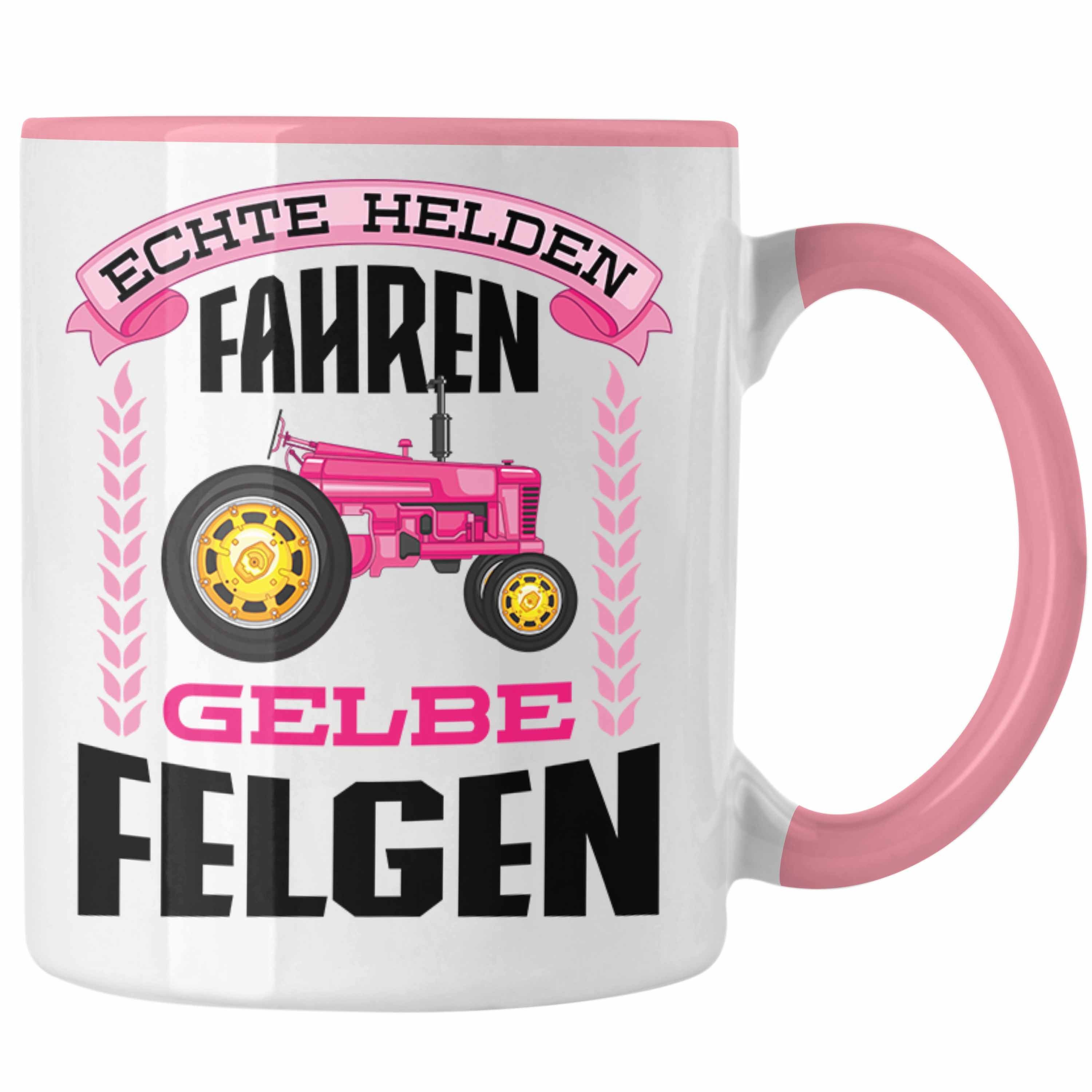 Felgen Geschenke Tasse Traktor Spruch Landwirtschaft Trendation Kaffeetasse Geschenk - Männer Echte Frau Trendation Spruch Tasse für Landwirtin Rosa