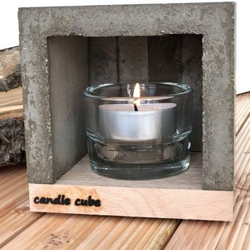 ECI Tools Kerzenhalter candle cube© Teelicht Tisch Kamin Beton mit gr. Teelicht (Set)