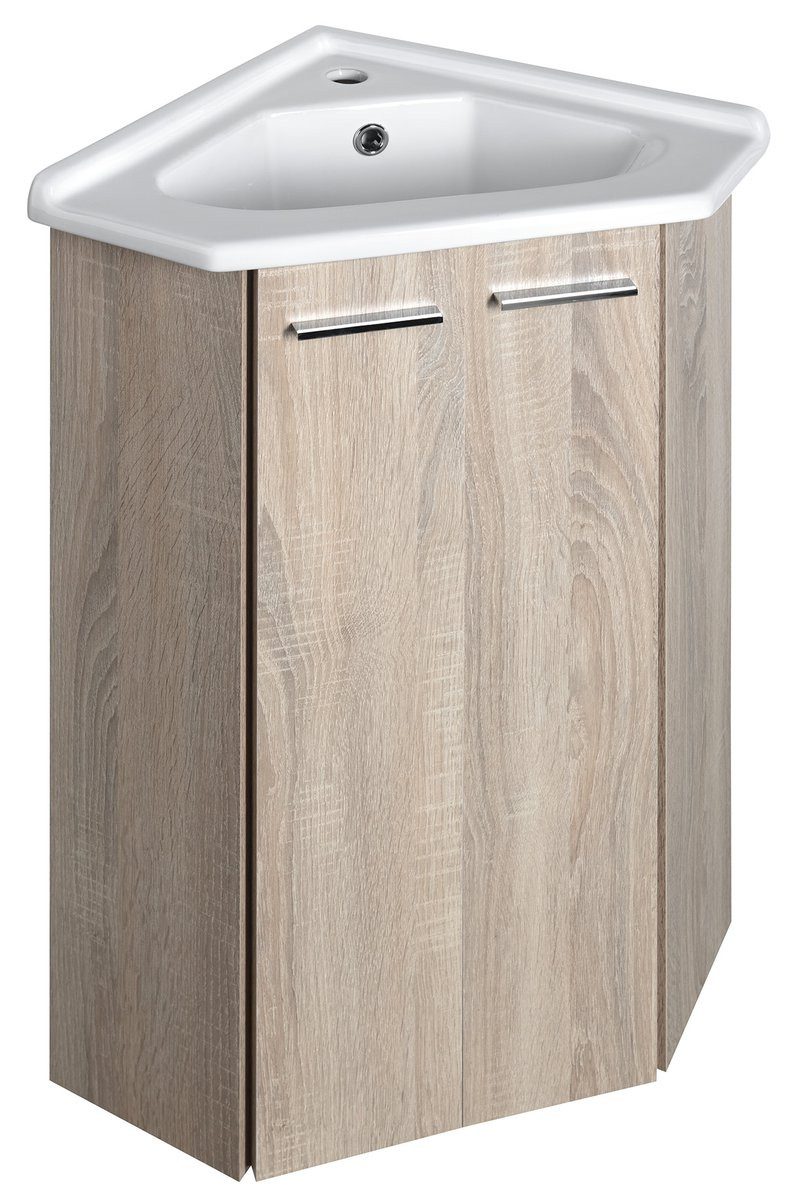 Aqualine Waschbeckenunterschrank ZOJA Eck-Unterschrank 39x74x39cm, Platineiche Aqualine-50344