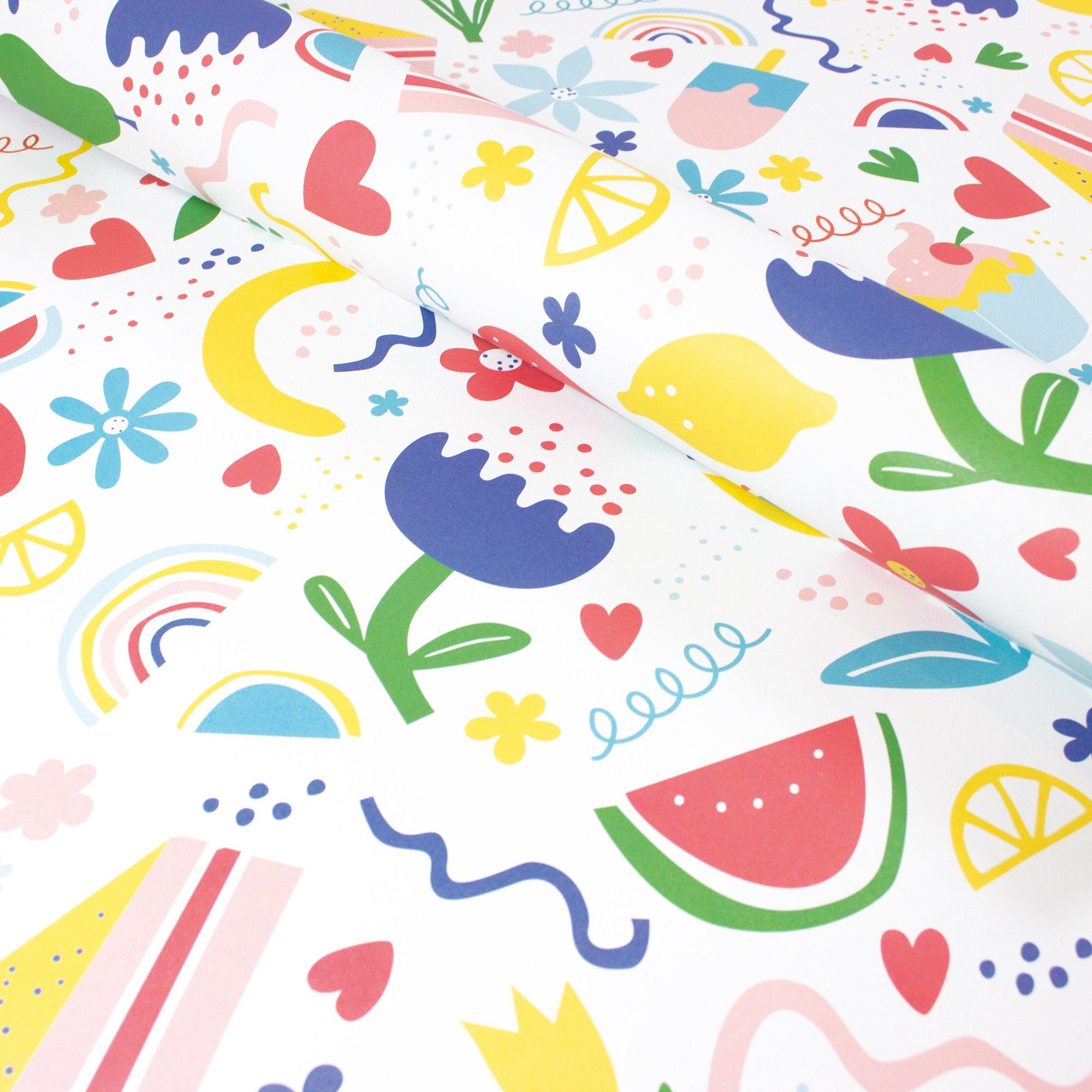 Bow & Hummingbird Geschenkpapier Geschenkpapier Flowers, Fruit & Fun, 100 % Recyclingpapier