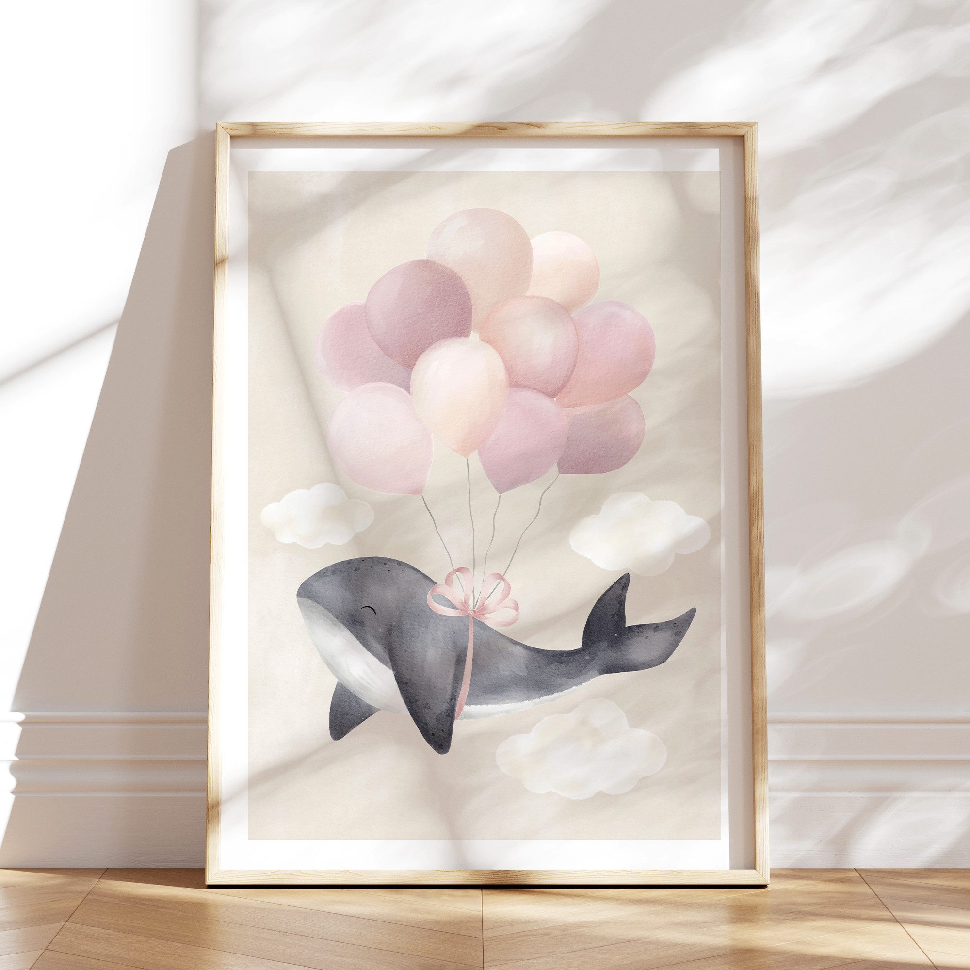 MeinBaby123® Poster Kinderzimmer Meerestiere,  Kinderzimmer Deko, Kinderzimmer Bilder, Unterwasserwelt, süßer Wal, Schildkröte, Qualle