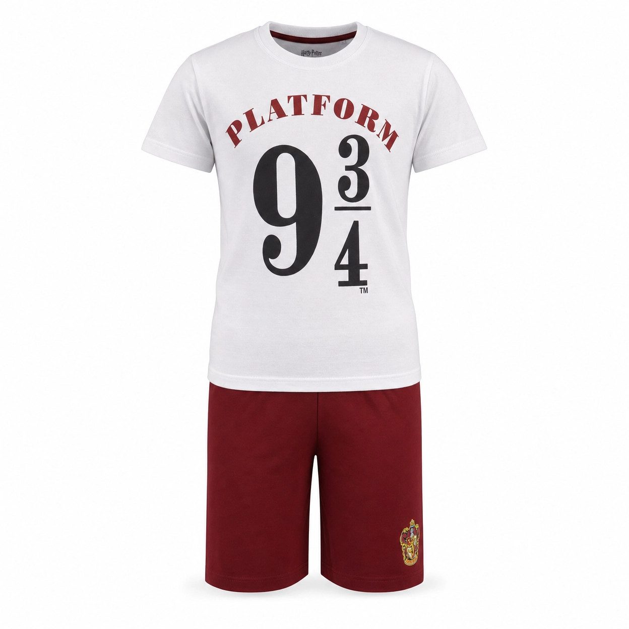 Harry Potter Schlafanzug Harry Potter Platform 9 3/4 kurzarm Pyjama Shirt Shorts Gr. 134 bis 164, Braun oder Weiß 100% Baumwolle
