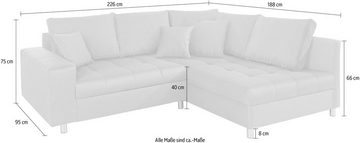 Mr. Couch Ecksofa Tobi, wahlweise mit Kaltschaum (140kg Belastung/Sitz), RGB-LED-Beleuchtung