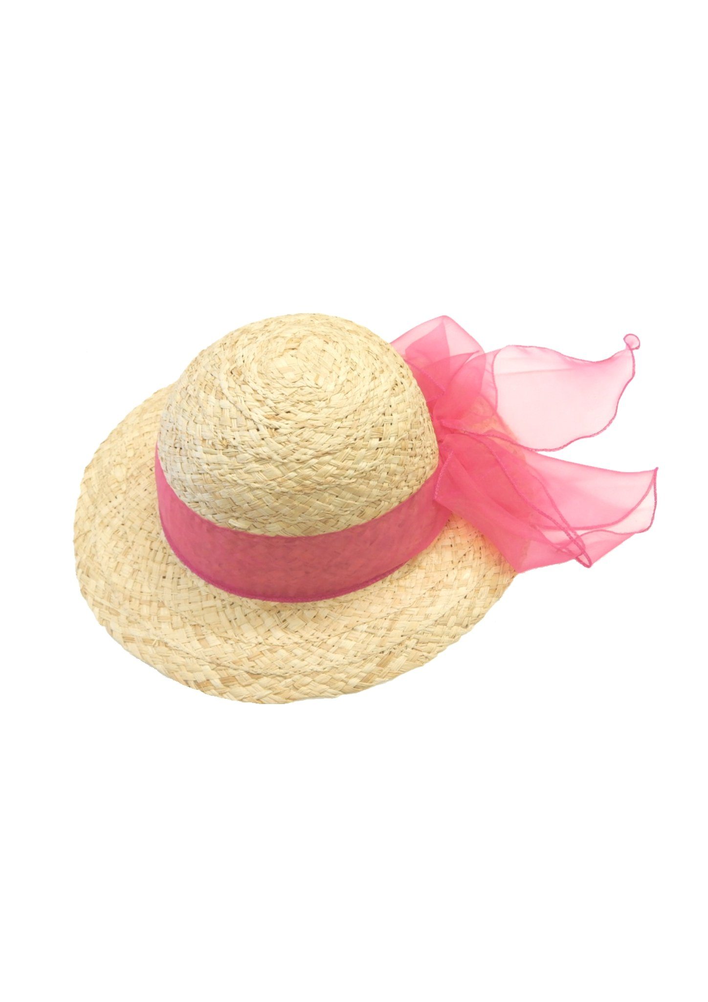 Neue Artikel für Frühjahr/Sommer 2024 Chaplino Strohhut mit Organza-Hutband schickem rosa