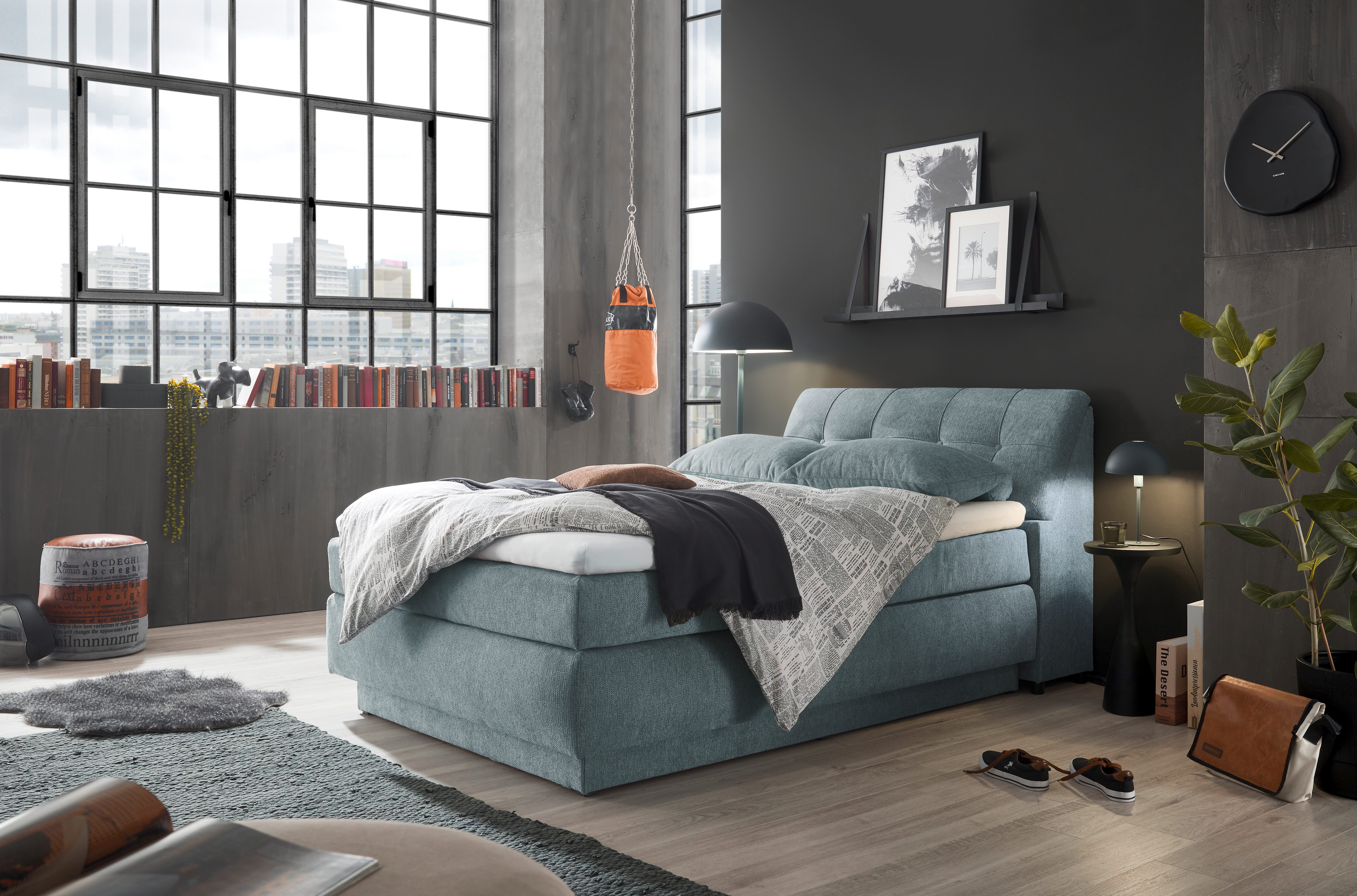 set one by Musterring Boxspringbett Fairfield, mit Bettkasten, Kopfteil in Kassettenoptik, Breite 120 oder 140 cm