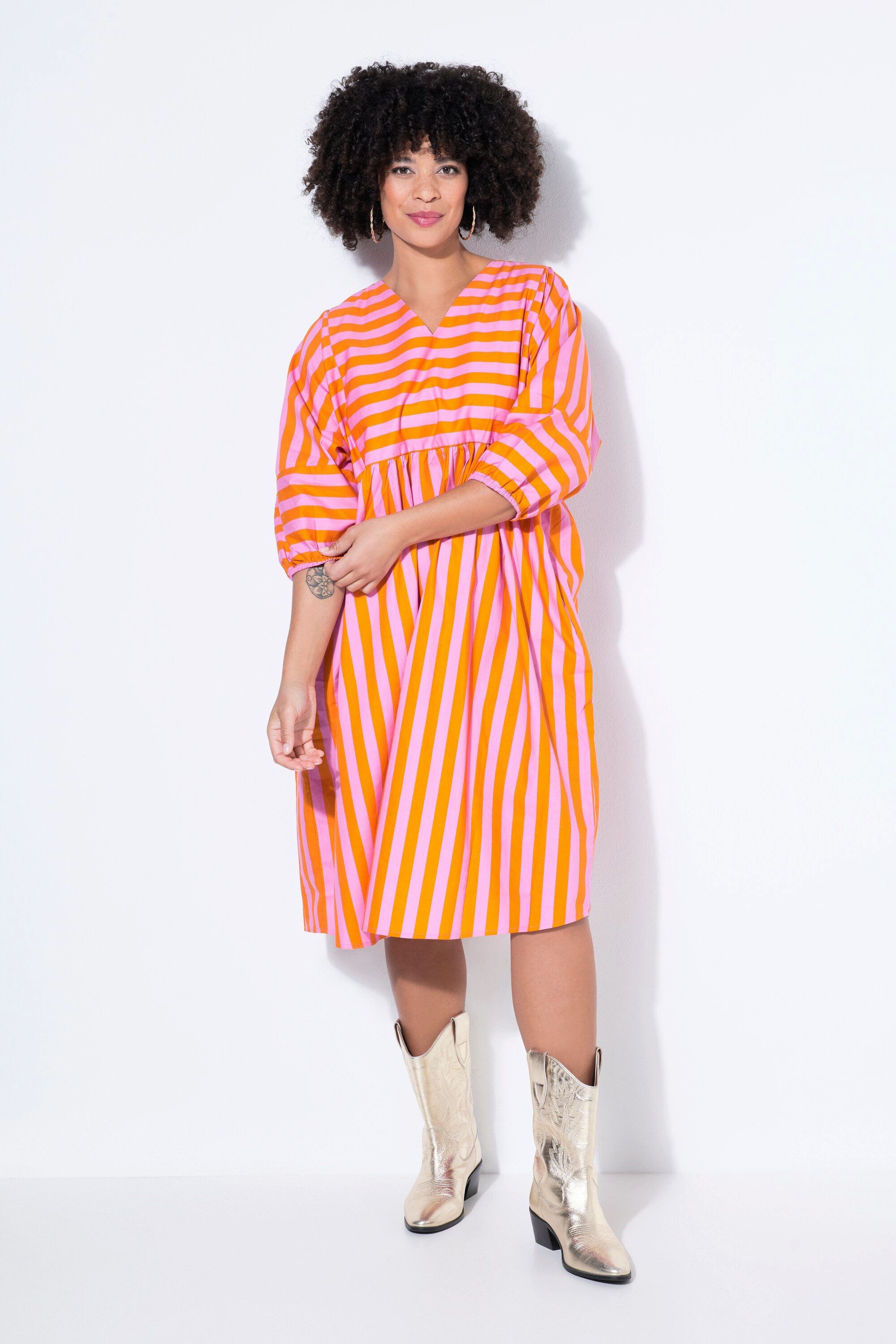 Angel of Style Jerseykleid Midikleid A-Linie Streifenmix 3/4-Ballonärmel günstig online kaufen