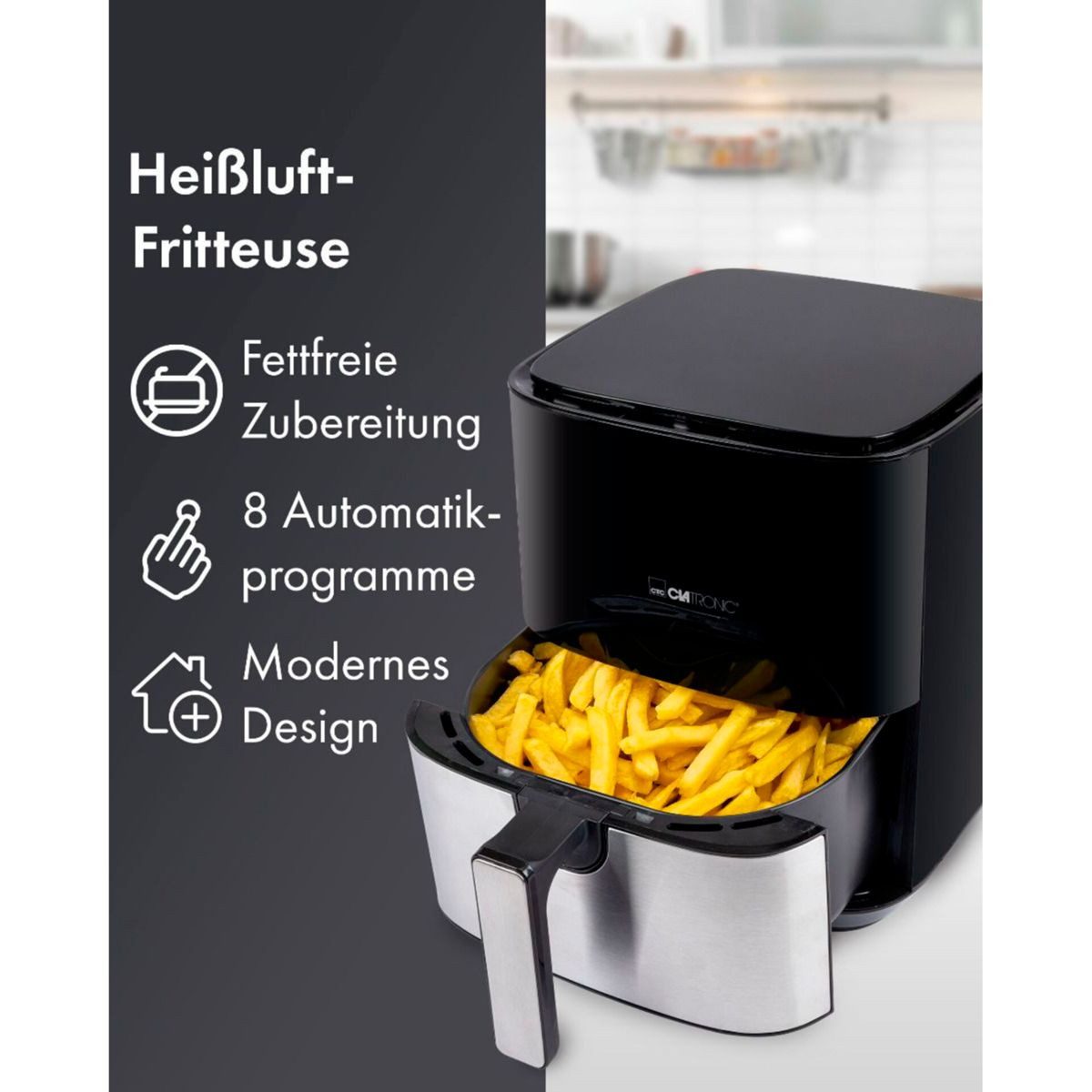 CLATRONIC Heißluftfritteuse FR 3782 H inox Heißluft-Fritteuse