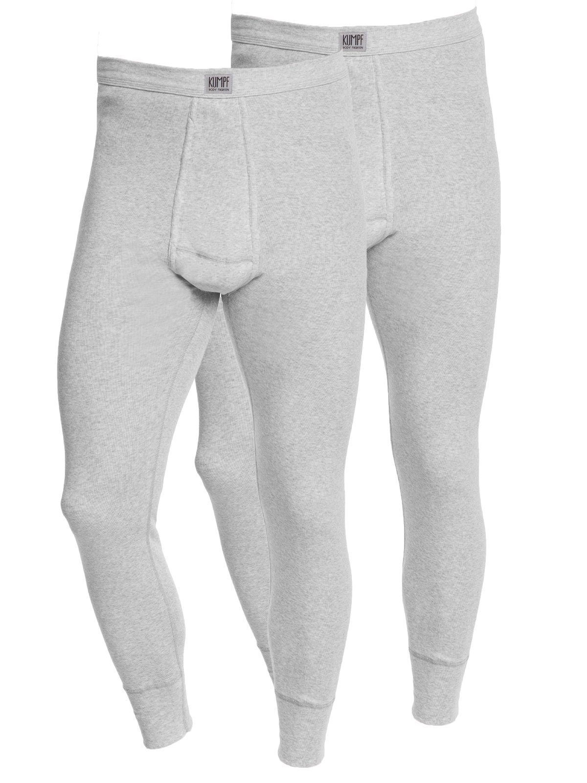 KUMPF Lange Unterhose 2er Sparpack Herren Unterhose Workerwear (Spar-Set, 2-St) mit eingriff kiesel-melange | Lange Unterhosen