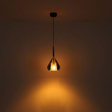 Globo Pendelleuchte, Leuchtmittel nicht inklusive, Pendelleuchte Esszimmerlampe Metall schwarz Glas rauchfarben H 150 cm