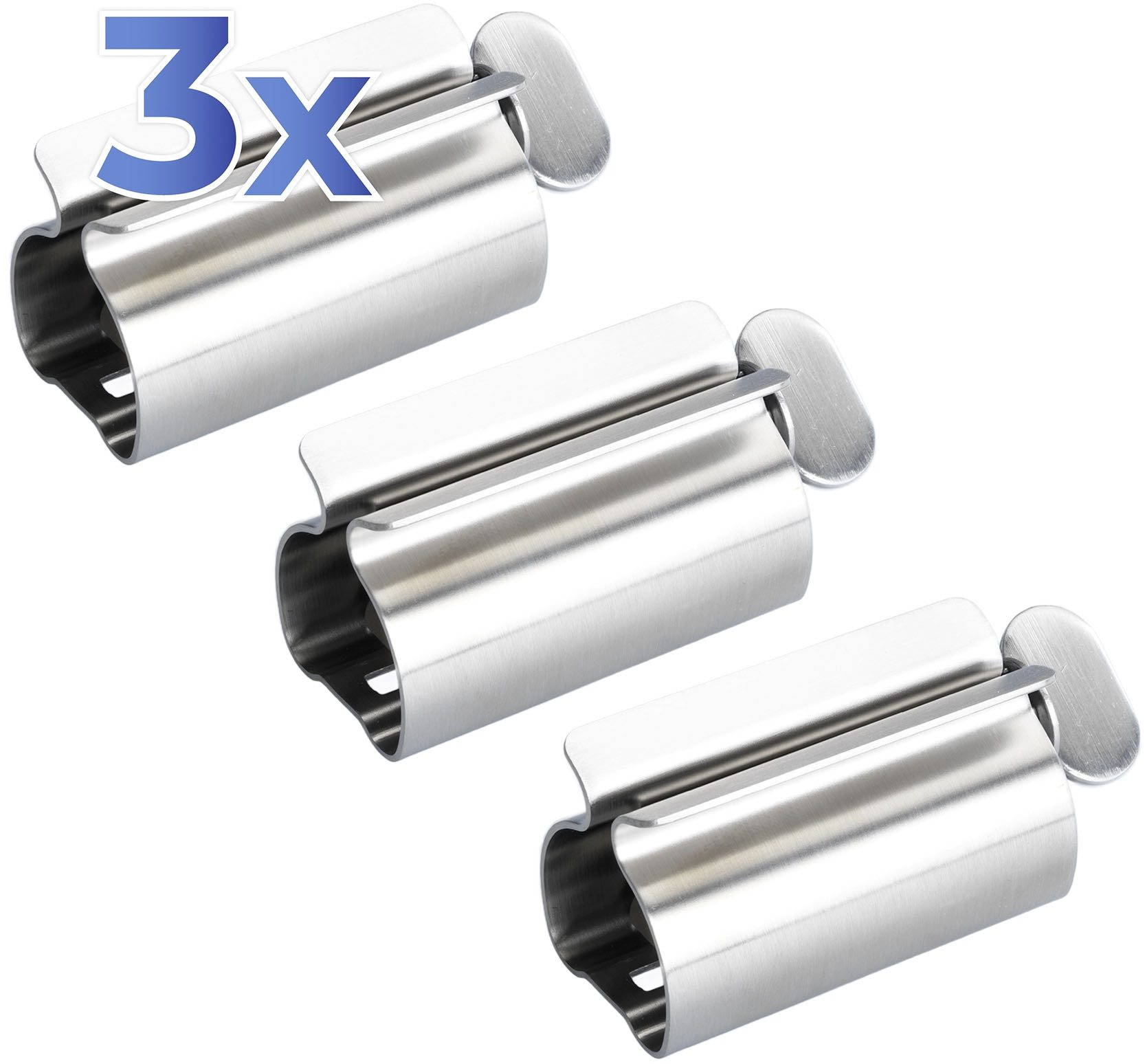Maximex Tubenquetscher Tubenpresse EDELSTAHL (3 St), Edelstahl, mit Stehfunktion, für Zahnpasta-, Creme- & Lebensmitteltuben