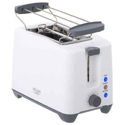 Adler Toaster AD 3216, 2 Scheiben-Toaster, 750 W, 1000 W, Brötchenaufsatz