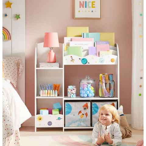 SONGMICS Bücherregal Spielzeugregal, Kinderzimmerregal,Bücherregal für Kinder, multifunktionale Ablage