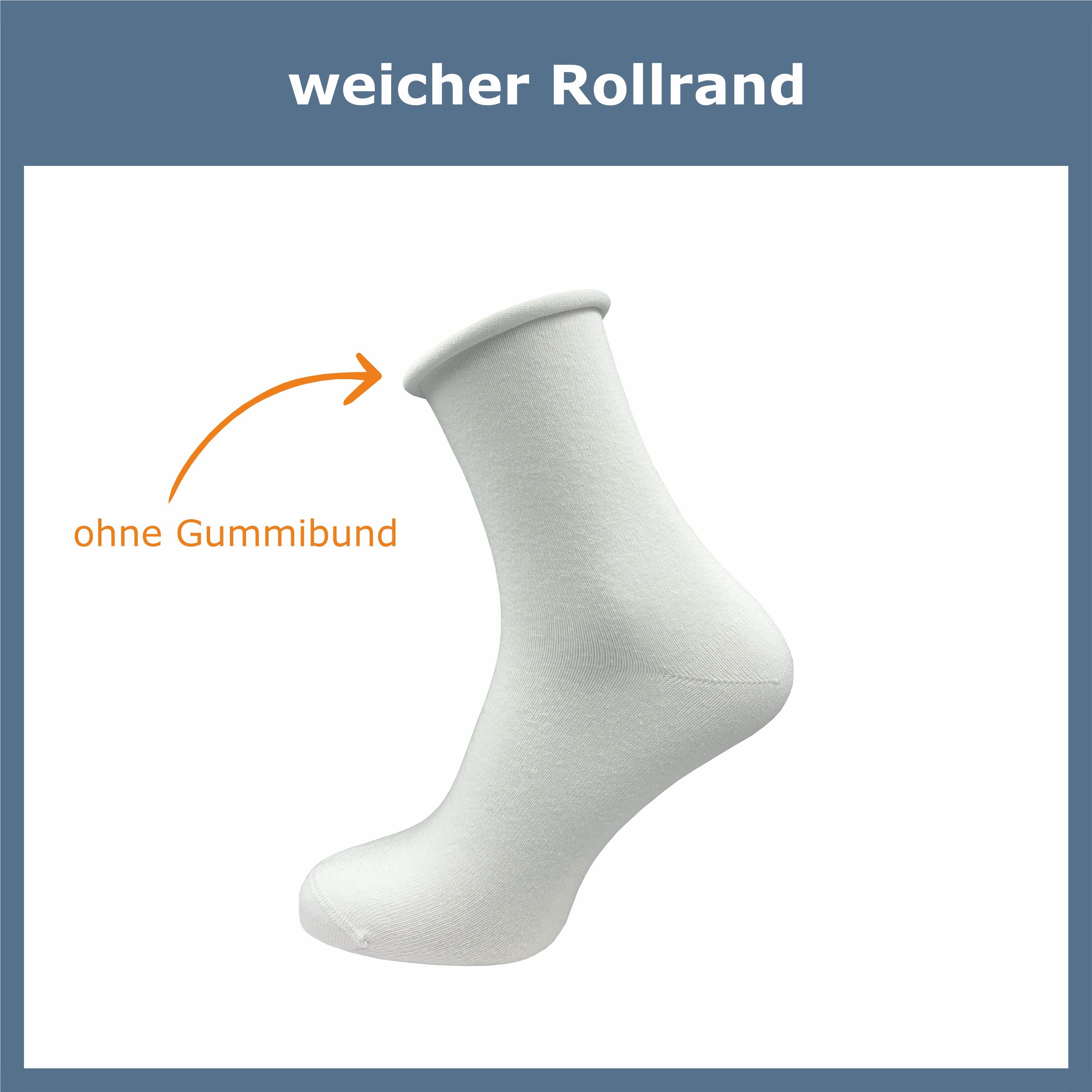 GAWILO Diabetikersocken für Damen mit Rollrand - Ohne drückende Naht & ohne Gummidruck (6 Paar) Venensocken aus atmungsaktiver Baumwolle - in schwarz & bunt – Bild 2 von 5