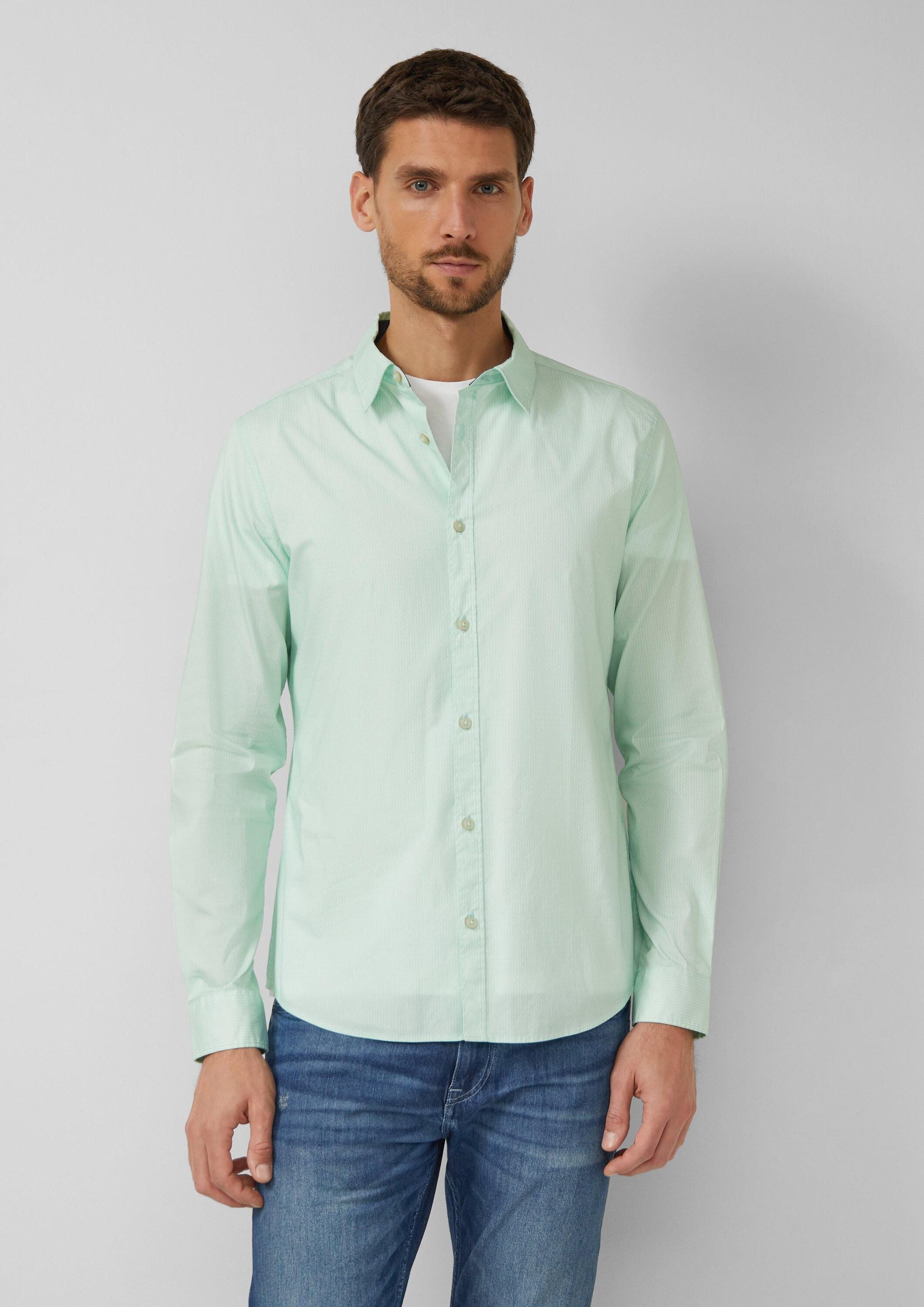 s.Oliver Langarmhemd Hemd Slim Fit: Gemustertes Hemd mit Kentkragen