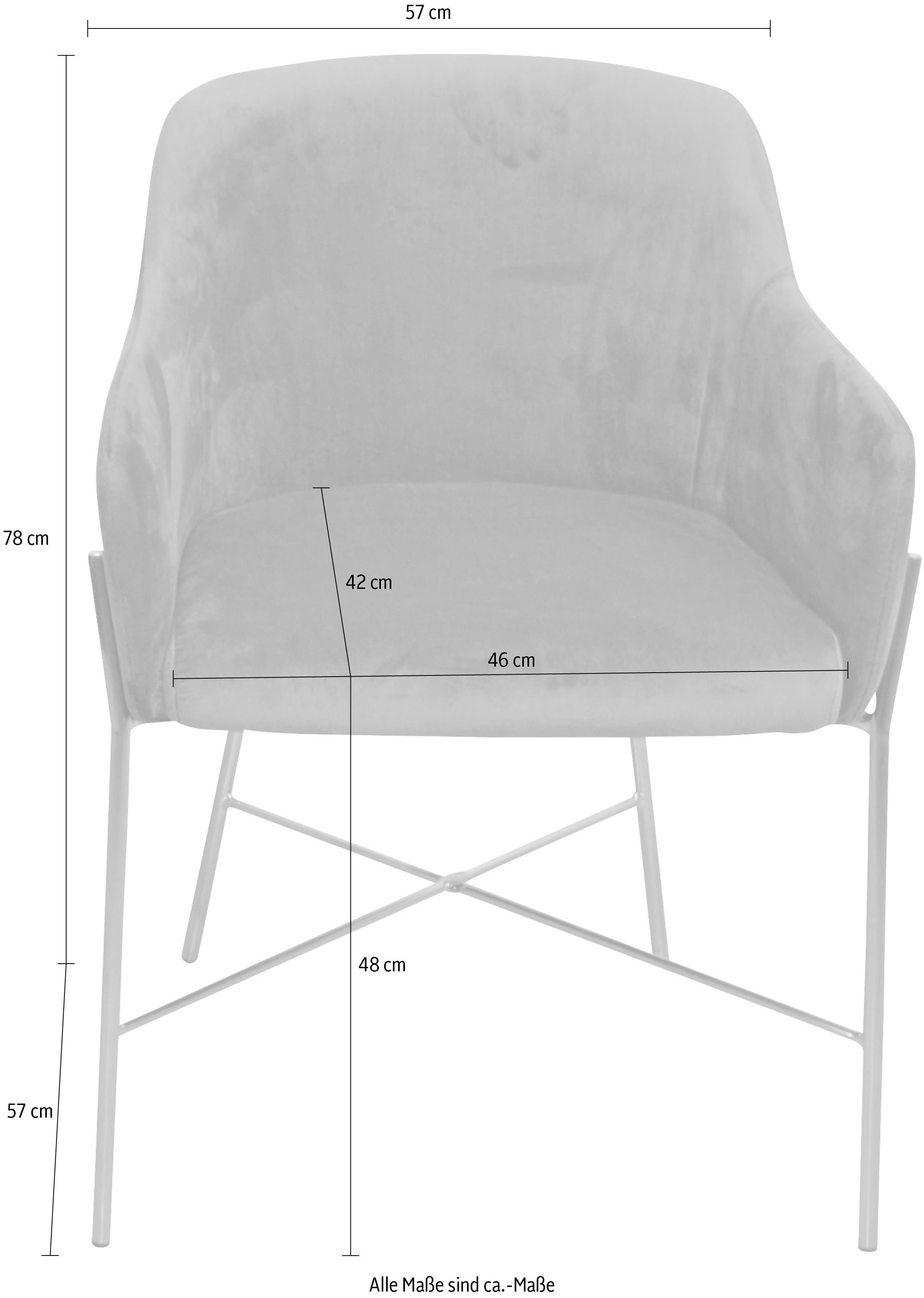 INOSIGN Polsterstuhl (Set, 2 St), | Stahlrohr, Polstersessel Samtbezug aus goldfarben, Gestell grün mit grün