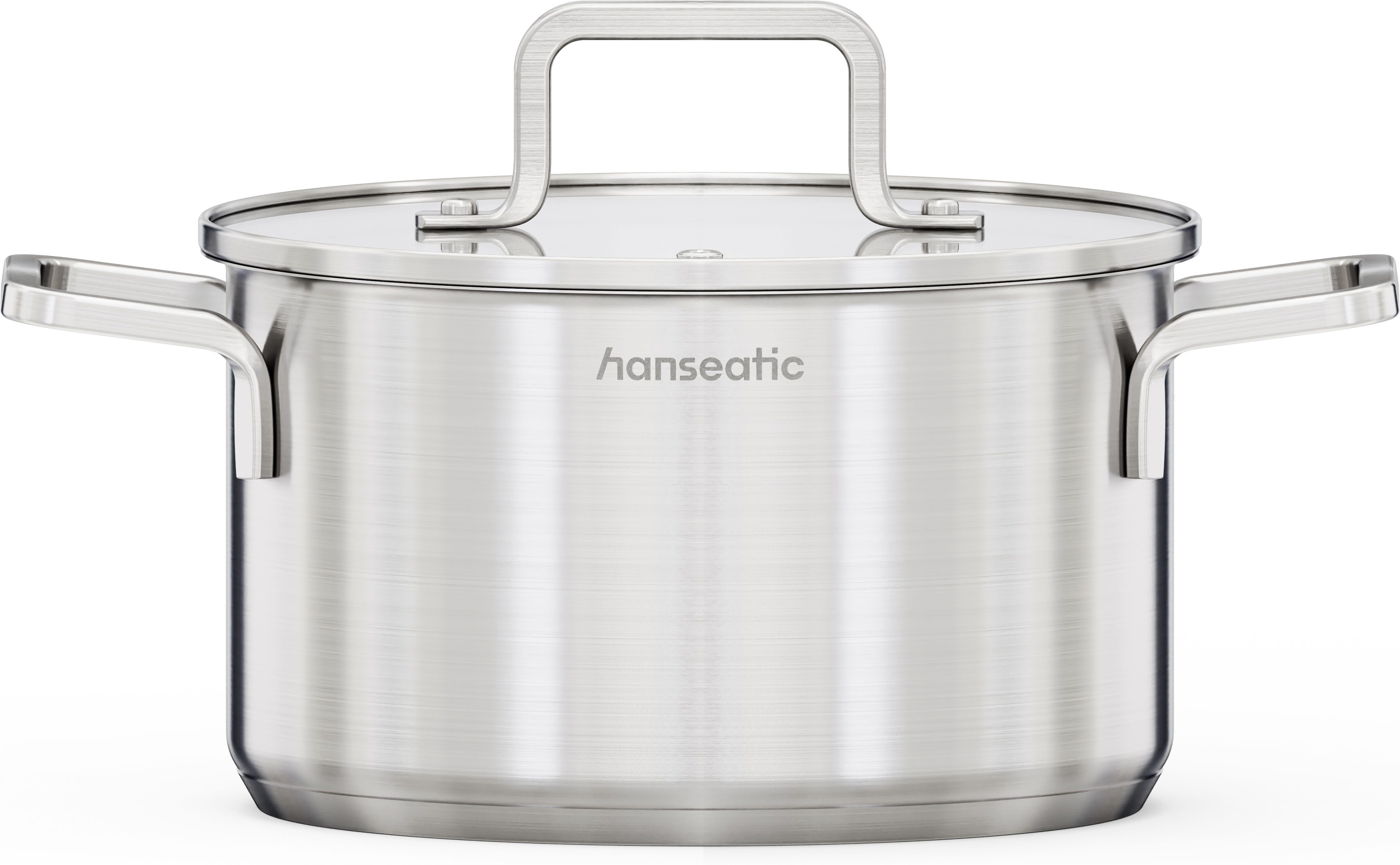 Hanseatic Kochtopf DAILY, Edelstahl 18/10 (1-tlg), handfreundliche Griffe, Literskala, Glasdeckel, Induktion