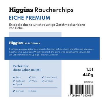 Higgins Grillerweiterung, Räucherchips Eiche Premium Räucherchips BBQ Räuchern Grillen