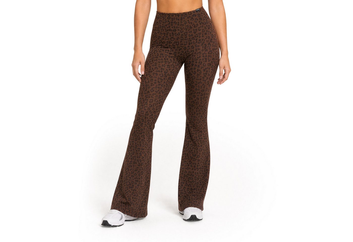 Smilodox Leggings Lithara, Leo-Muster Schlagleggings, Bootcut, für Gym, Yoga & Alltag High Waist, 4-Wege-Stretch, blickdicht, schnelltrocknend
