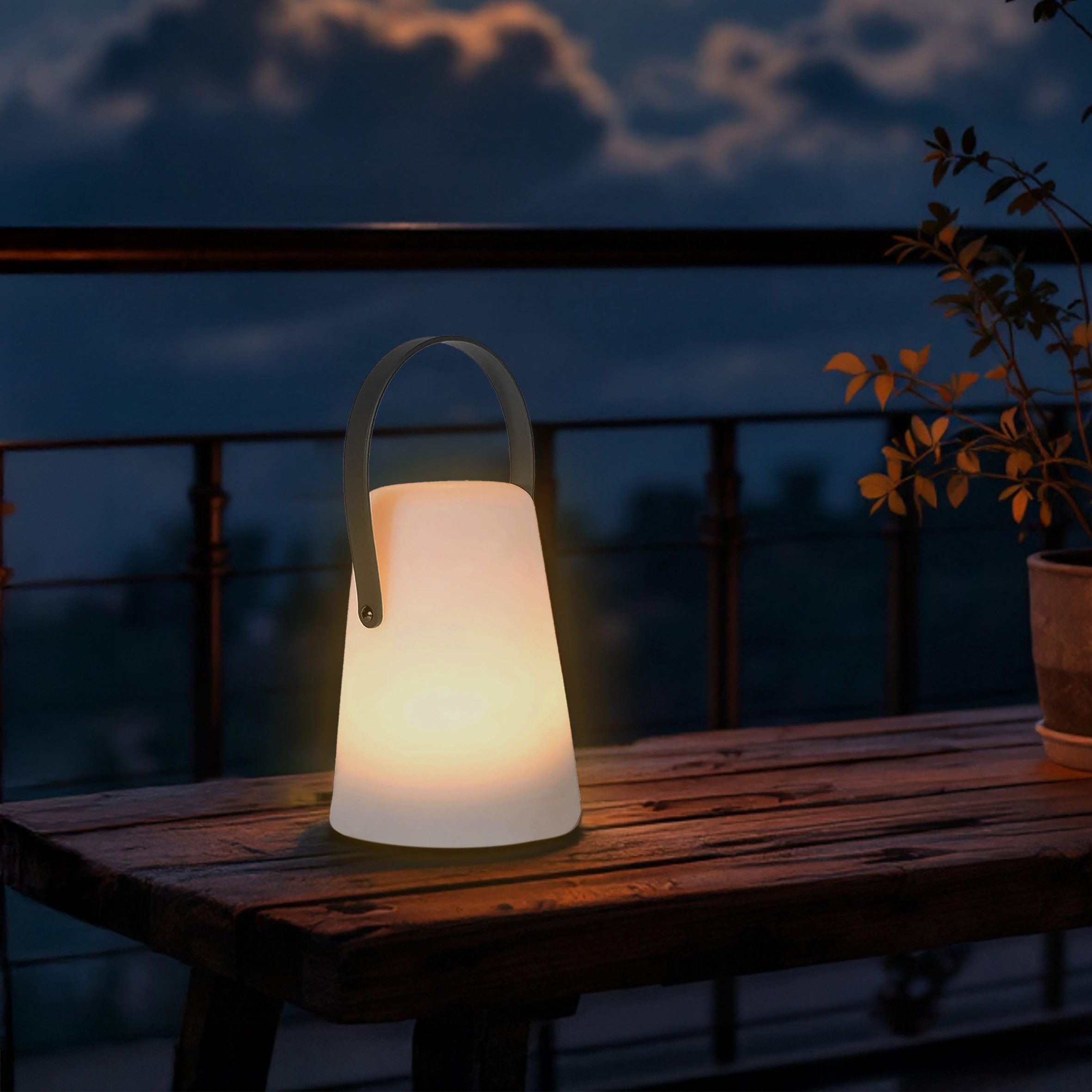Spetebo Außen-Tischleuchte LED Tischlampe mit Lederband günstig online kaufen