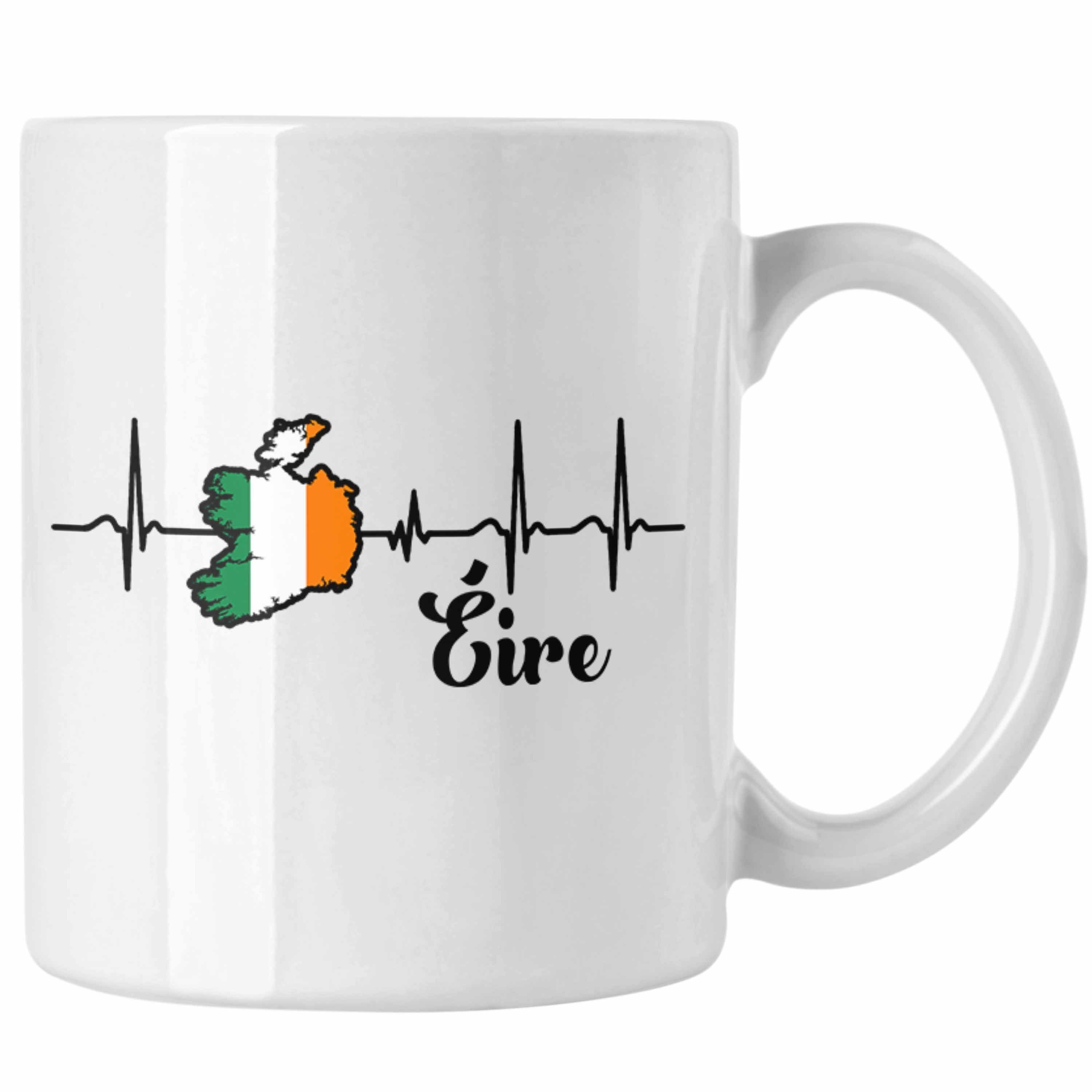Tasse Tasse für Eire" Weiss Geschenk "Herzschlag Irland Trendation Irland-Fans