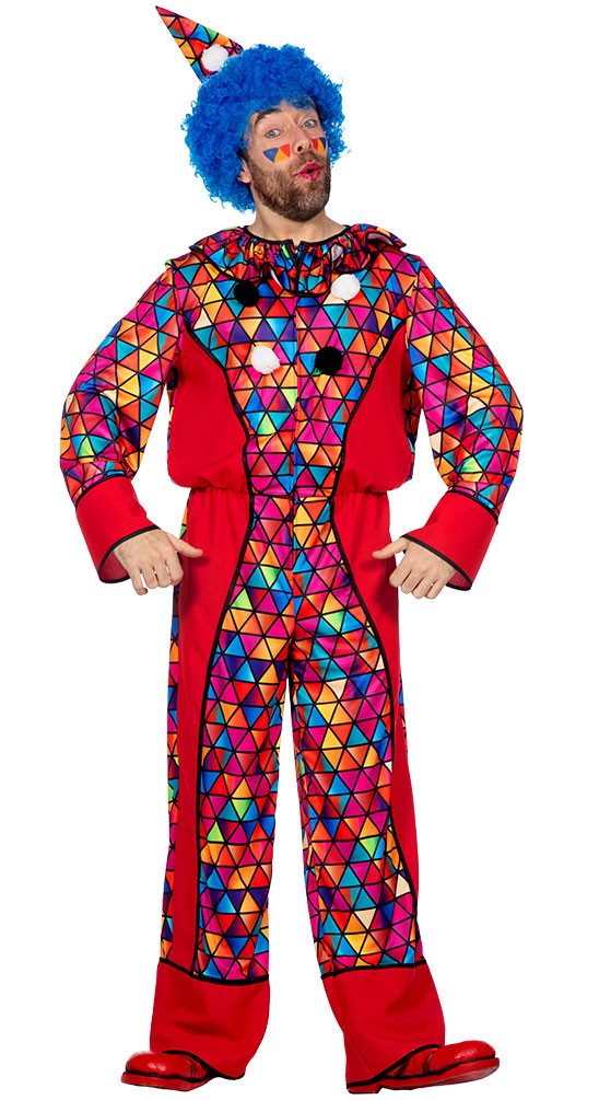 Karneval-Klamotten Clown-Kostüm Overall Herren große Größen rot kariert Clownshut, Zirkus Clown Kostüm Plus Size Narre Harlekin Männer Gruppenkostüm