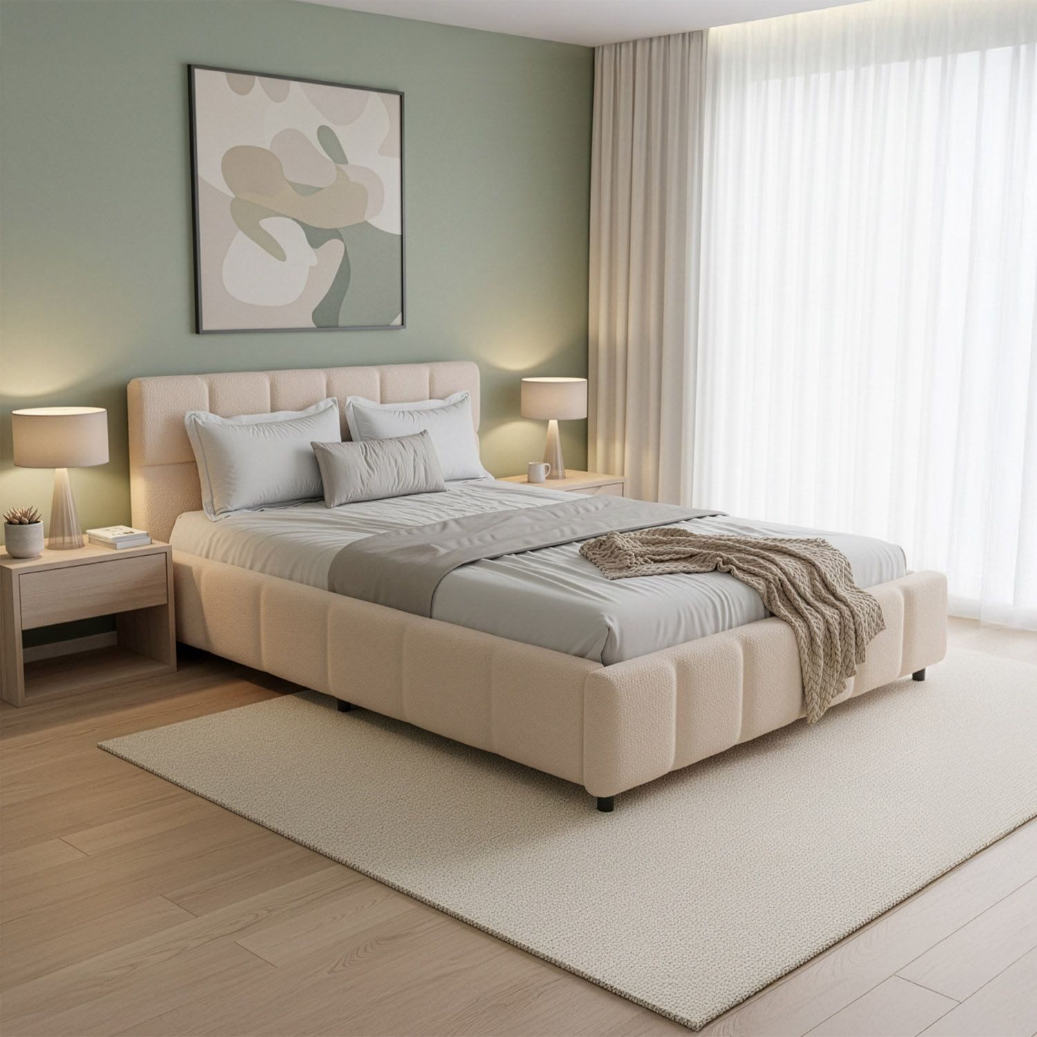 Juskys Polsterbett Florenz, Bubble Design, bis 500 kg belastbar, Pflegeleicht mit Polsterung