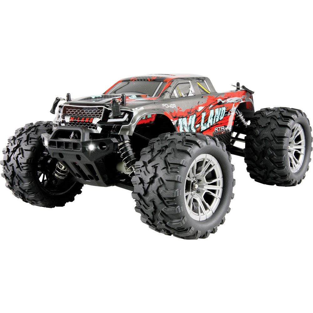Amewi RC-Truck Amewi M-Land Rot Brushed 1:16 RC Einsteiger Modellauto Elektro Monster