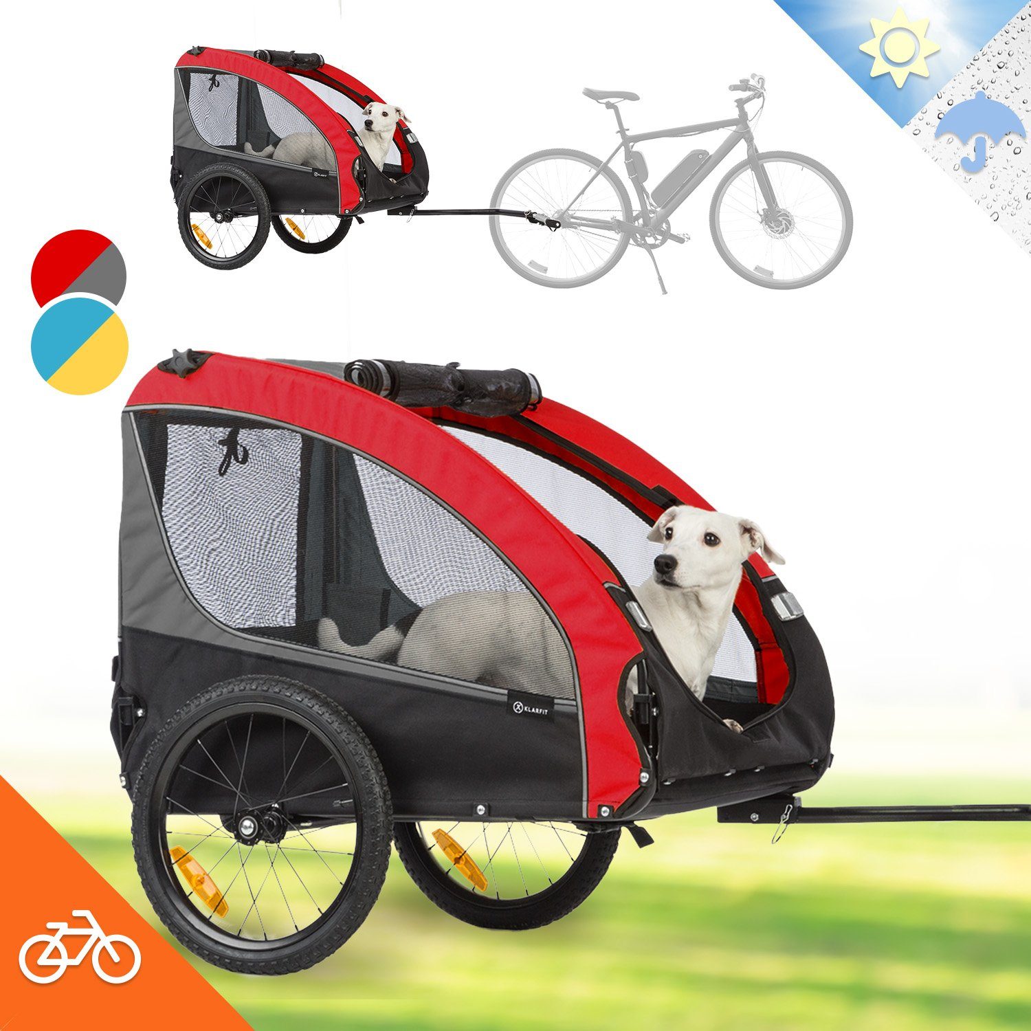 KLARFIT Fahrradkinderanhänger Husky Race Fahrrad-Hundeanhänger, Hund Fahrradanhänger Hundewagen Anhänger Fahrrad Hundefahrradanhänger