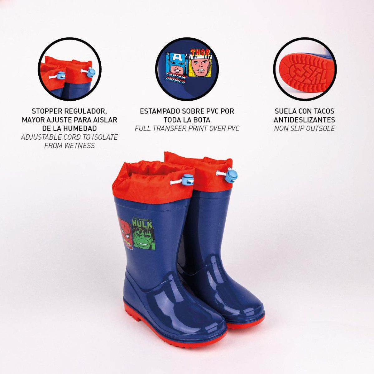 Cerda Marvel Kinder-Regenstiefel – Wasserdichte PVC für Unisex Gummistiefel