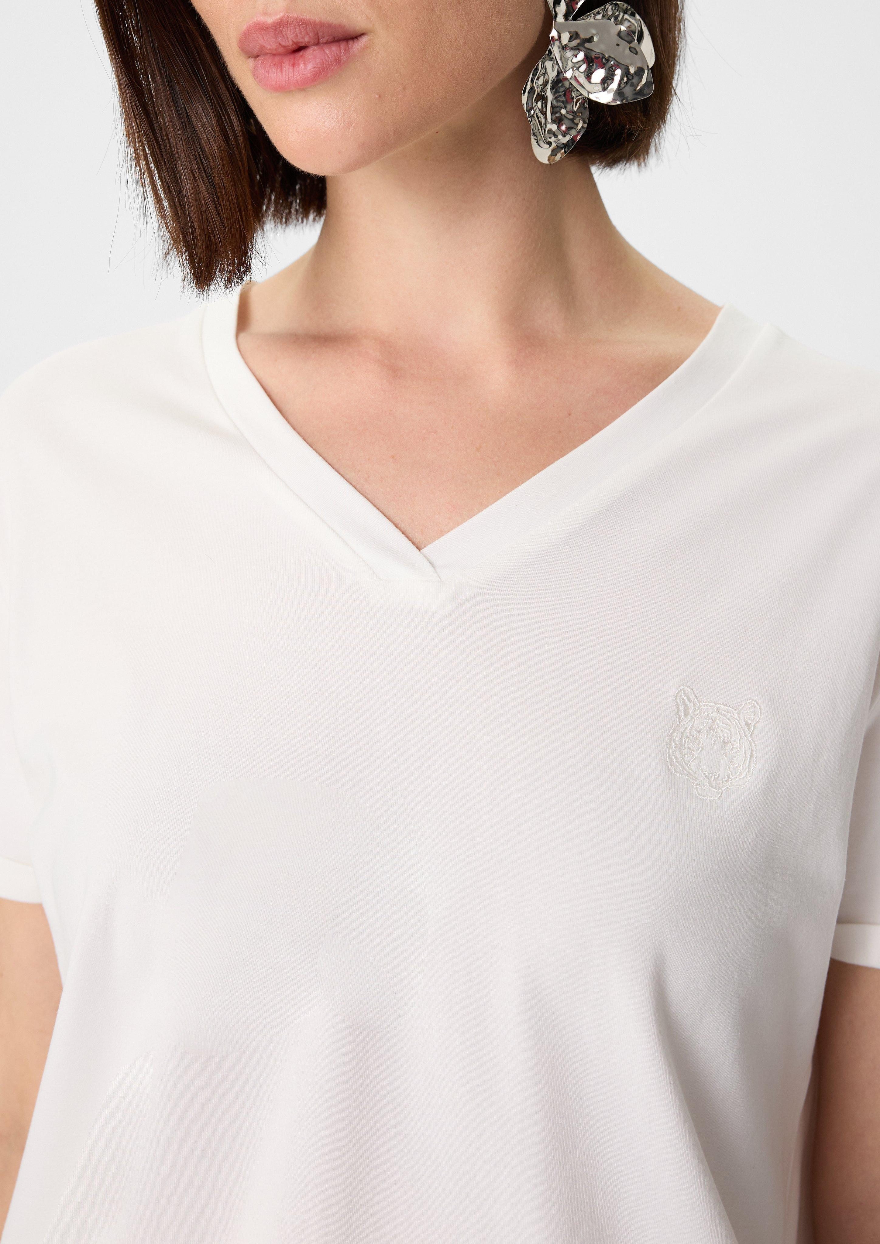 Comma Kurzarmshirt Jersey-T-Shirt mit Stickerei und günstig online kaufen