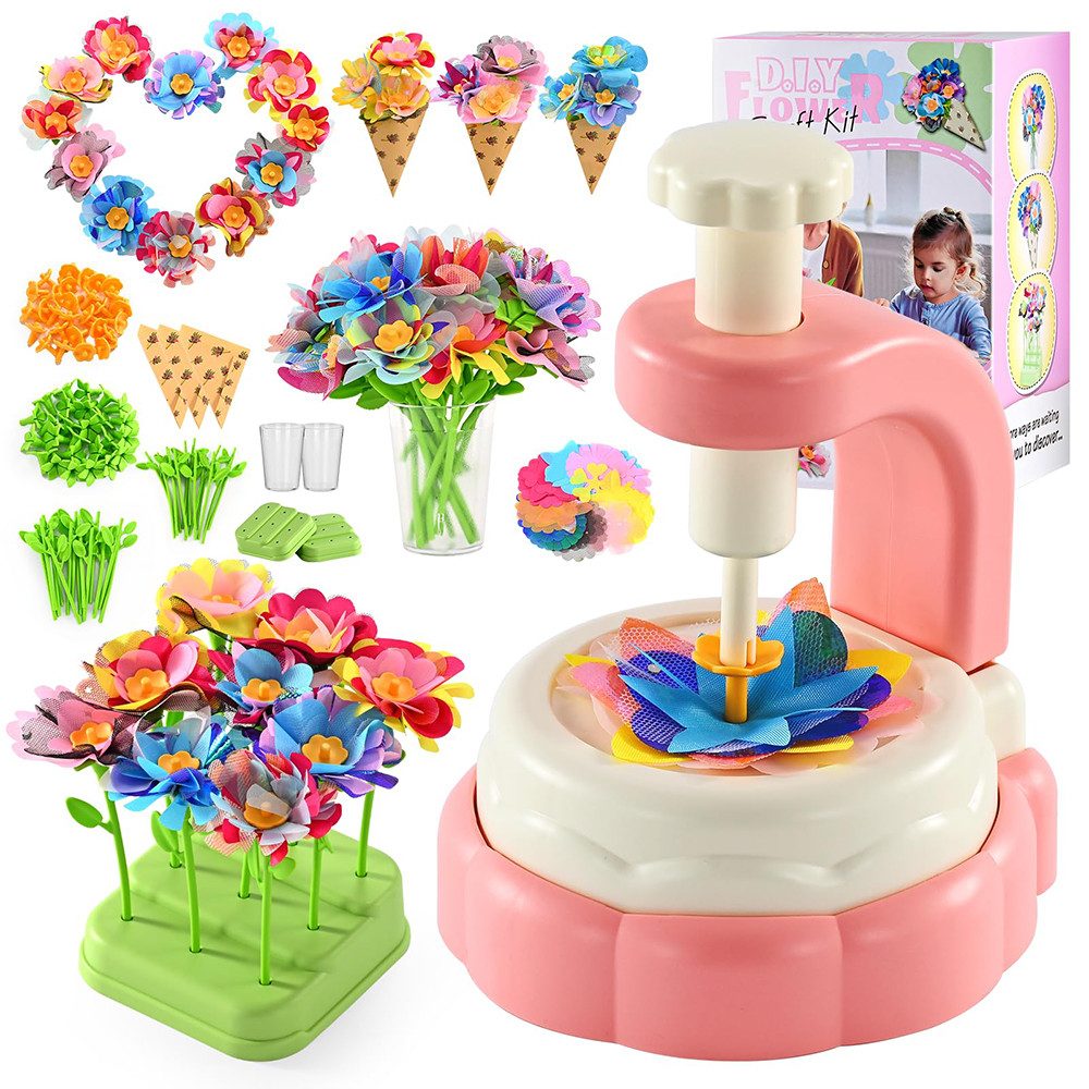 CLTYQ Kreativset Flower Schmuck-Bastelset,Paper Art Flowers & Butterflies,Geschenke, Blumenpress-Bastelset für Kinder,DIY Set Blumen Garten,für 3-12 Jahre