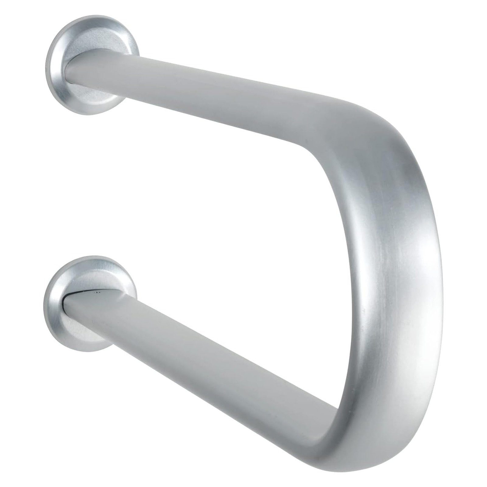 WENKO WC-Aufstehhilfe Bad Stützgriff Secura Premium Badstützgriff Wand, belastbar bis 120 kg, Aluminium, 53 x 6.5 x 23 cm, Silber matt