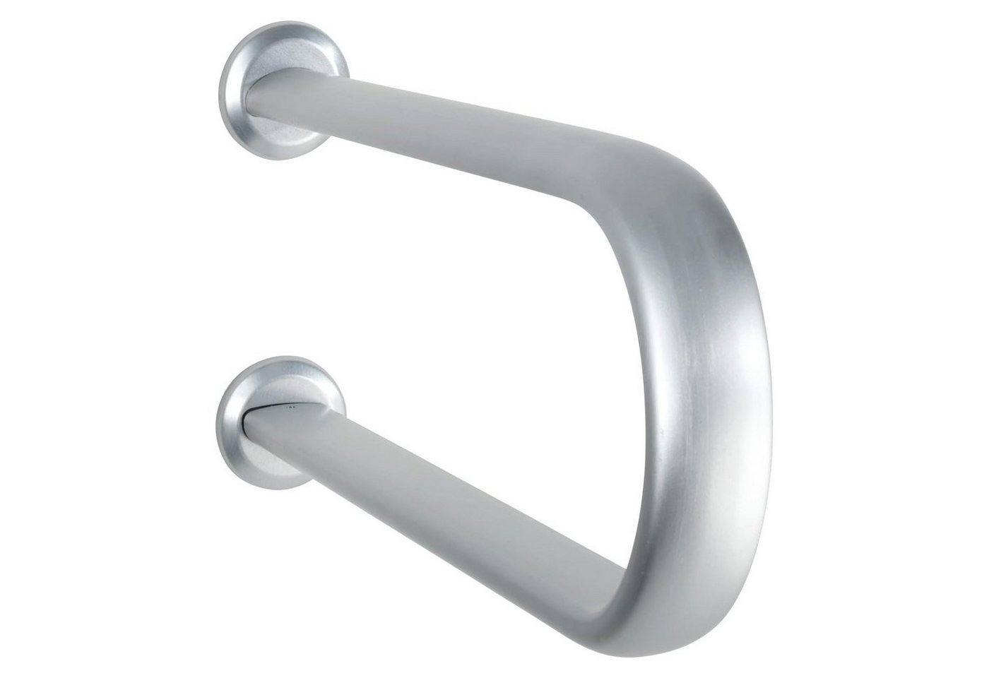 WENKO WC-Aufstehhilfe Bad Stützgriff Secura Premium Badstützgriff Wand, belastbar bis 120 kg, Aluminium, 53 x 6.5 x 23 cm, Silber matt