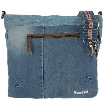 Sunsa Umhängetasche Nachhaltige Umhängetasche aus recycelte Jeans, Damen Schultertasche, mit abnehmbaren Schulterriemen, enthält recyceltes Material