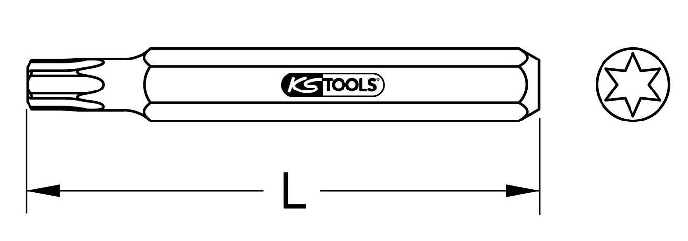 Thumbnail - KS Tools Bohrer- und Bitset 10mm Bit Torx, 75mm, T10