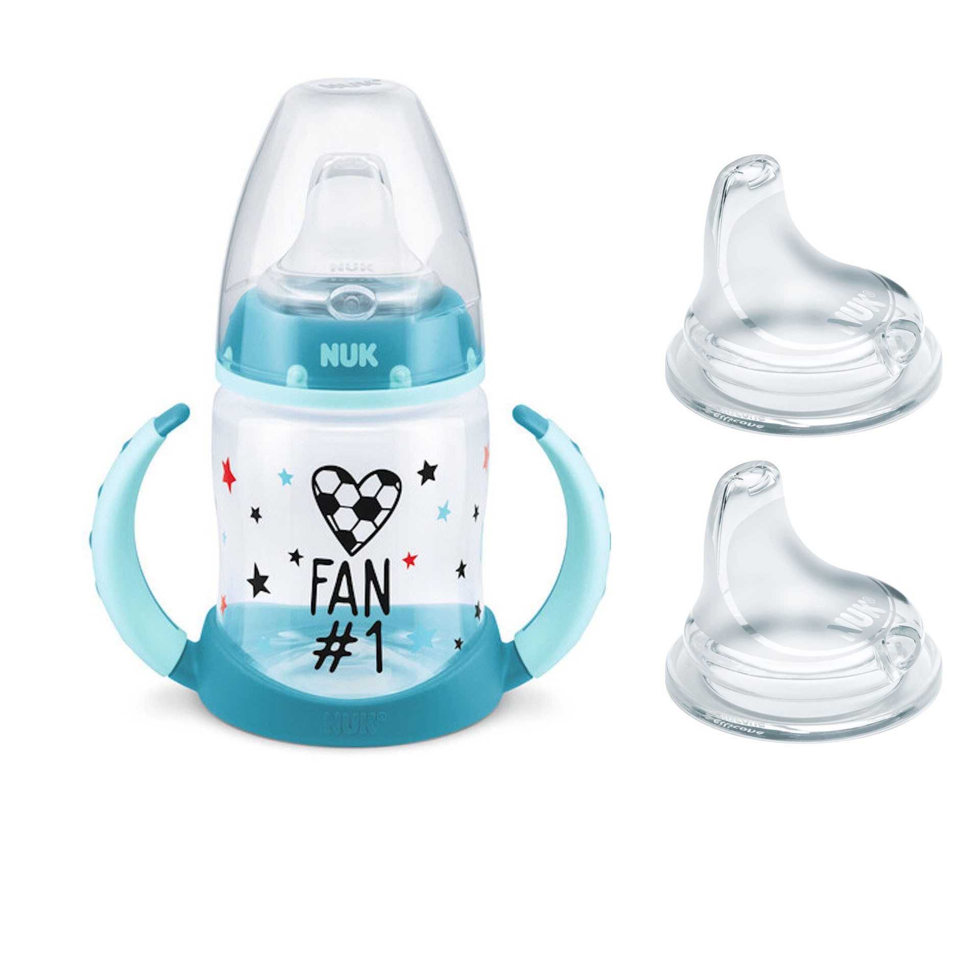 Babyflasche NUK Trinklernflasche/Becher mit 2er Trinktülle aus Silikon set
