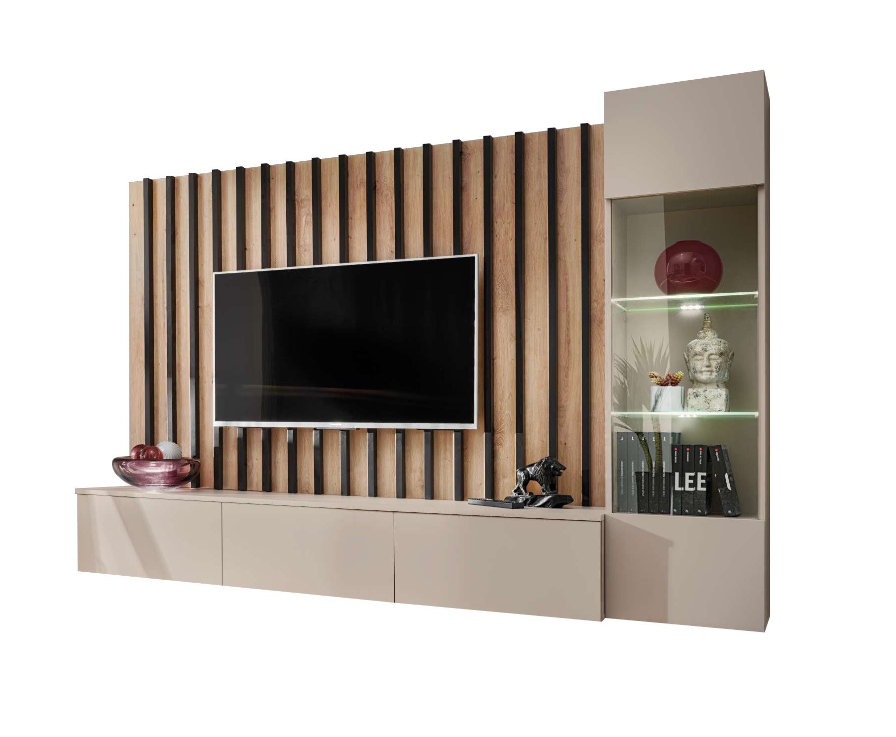 99rooms Wohnwand Vitore, (Wohnzimmer-Set, Wohnmöbel), TV-Lowboard, Vitrine, günstig online kaufen