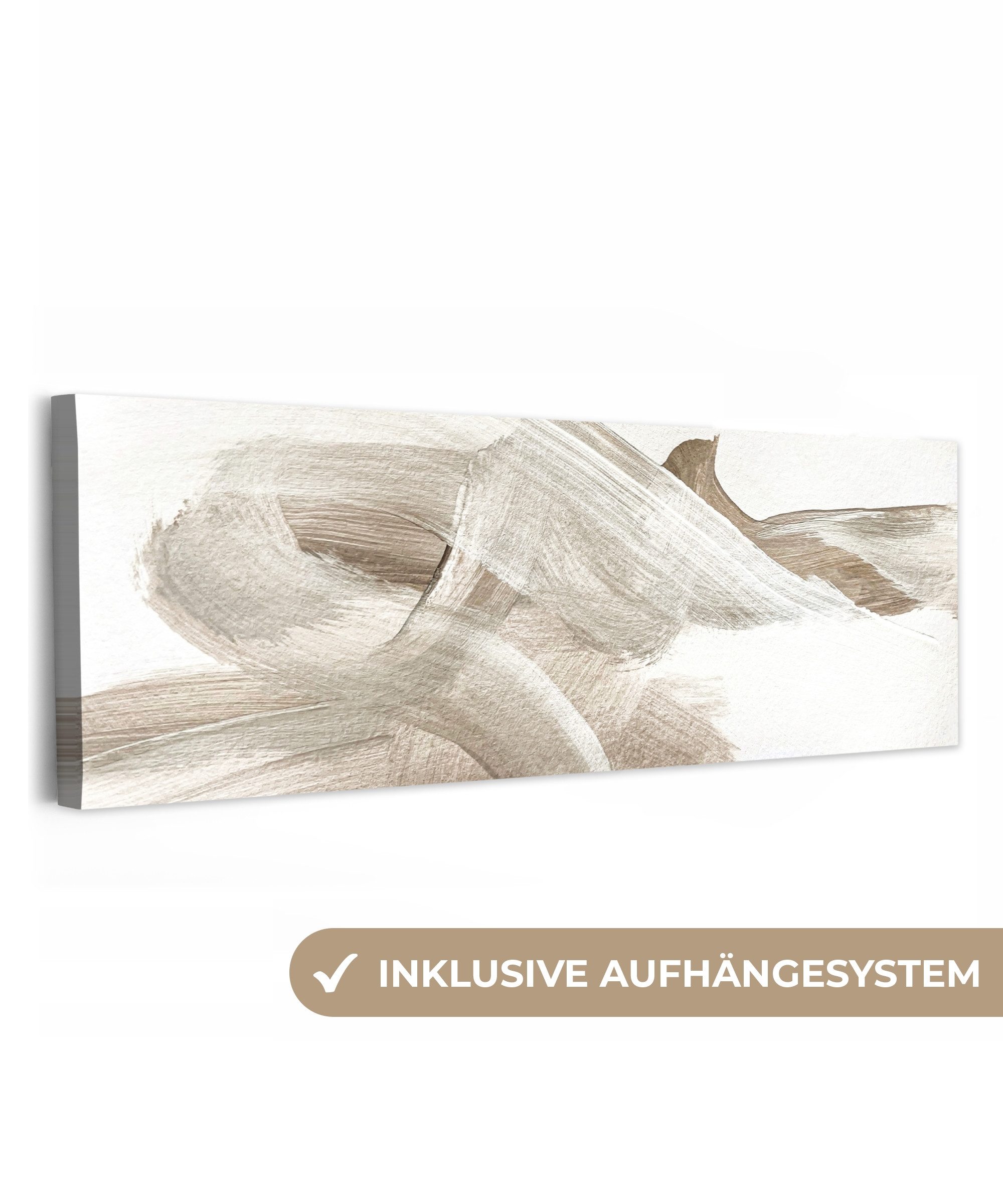 OneMillionCanvasses® Leinwandbild Panorama Abstrakt - Moderne Kunst - Beige günstig online kaufen