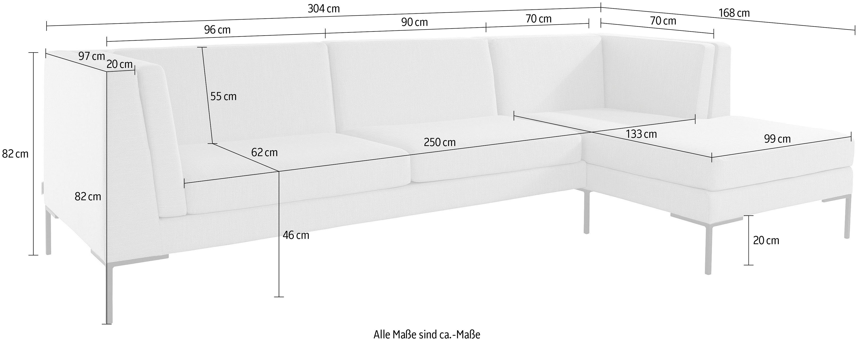 Ecksofa mit eleganten Frode, andas Metallfüßen