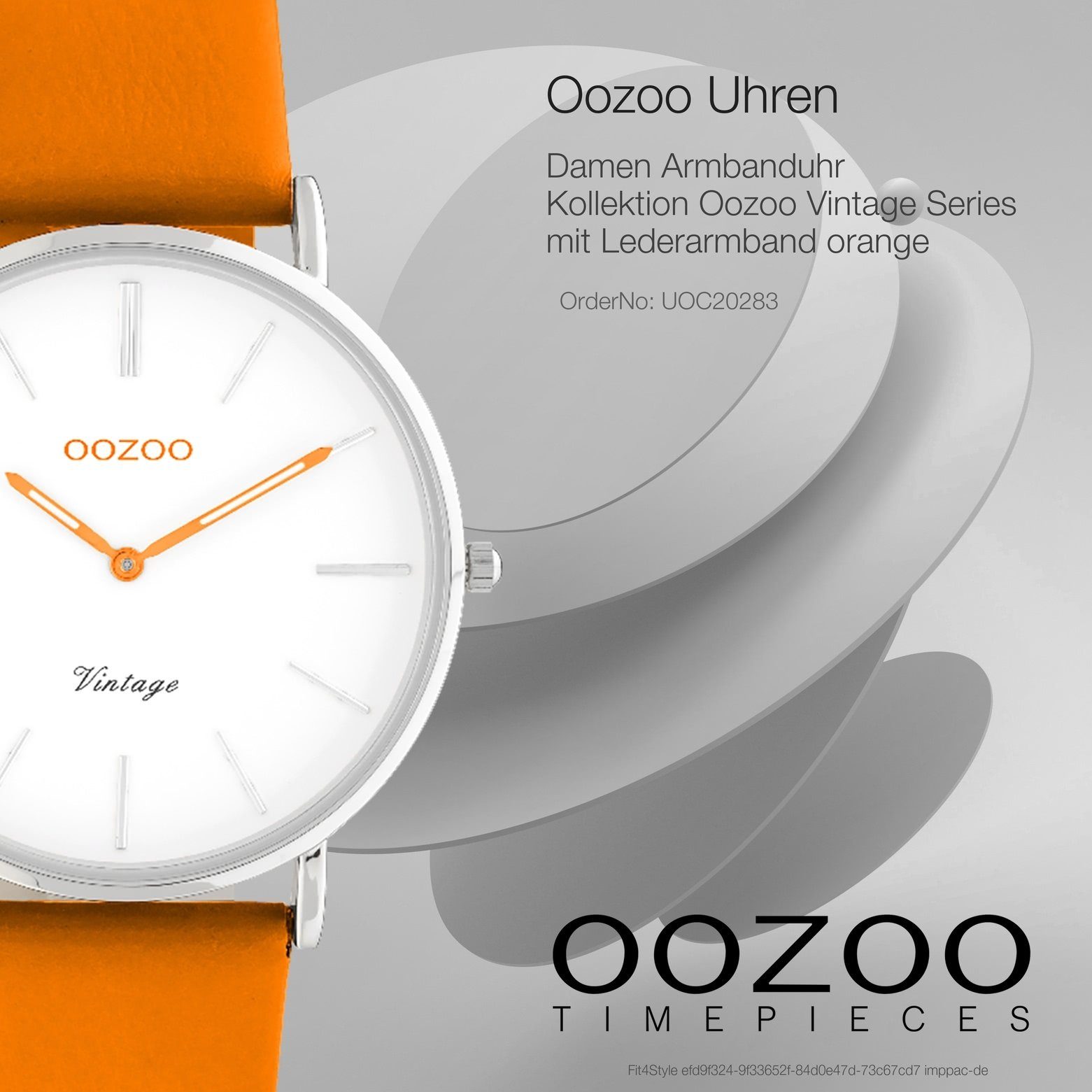 OOZOO Quarzuhr Oozoo (ca. Fashion-Style mittel rund, Armbanduhr Series, 36mm) Lederarmband, Damen Damenuhr Vintage