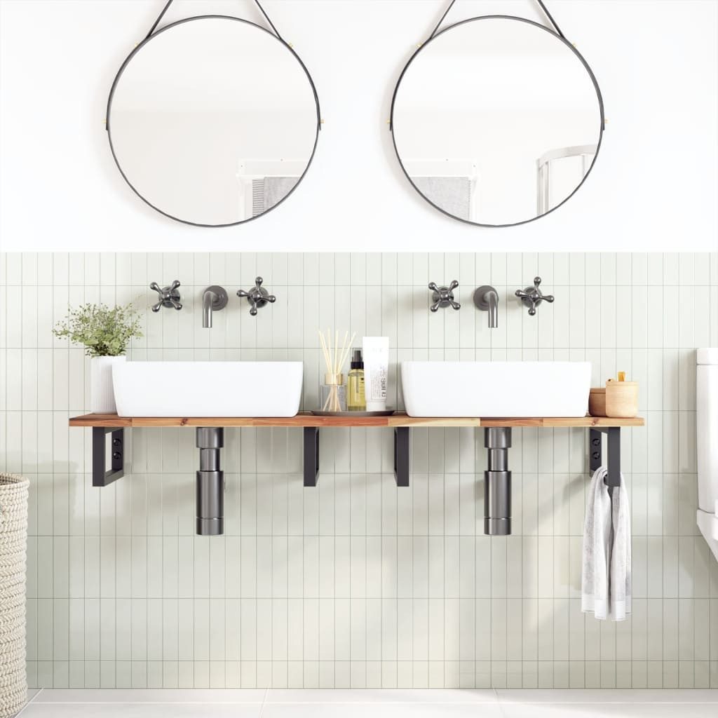vidaXL Badezimmerspiegelschrank Waschtischplatte Ölbeschichtung 120x40x2 cm Massivholz (1-St)
