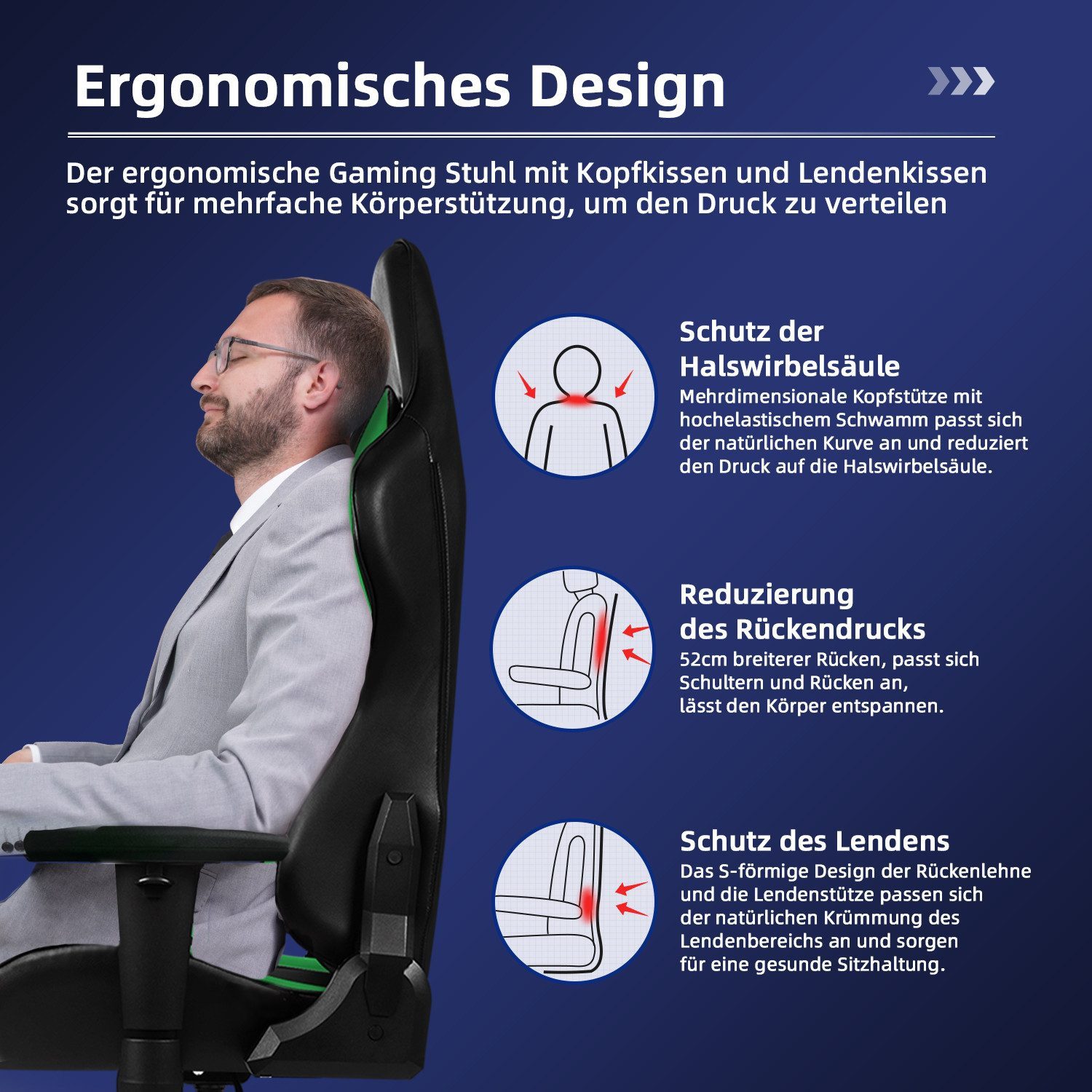 Hiazurm Gaming-Stuhl Gaming Stuhl Ergonomisch Gaming günstig online kaufen