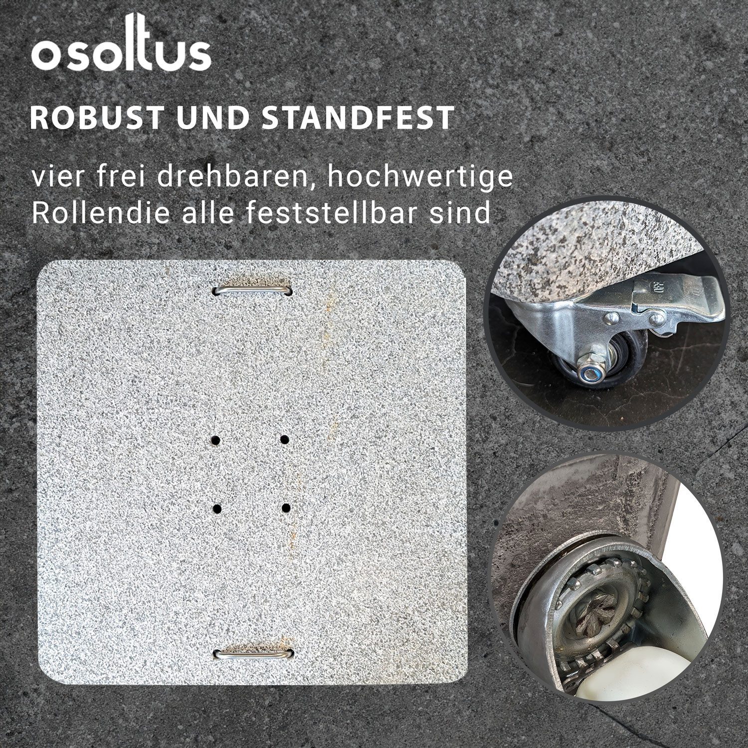 osoltus Betonschirmständer osoltus Granit Schirmständer 100 kg mit 4 Rollen für Ampelschirm mit – Bild 4 von 5